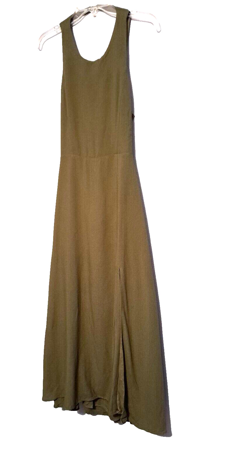 Lulus Womens Dress L Confident Aesthetic Olive Green Backless Tie Back Midi Boho