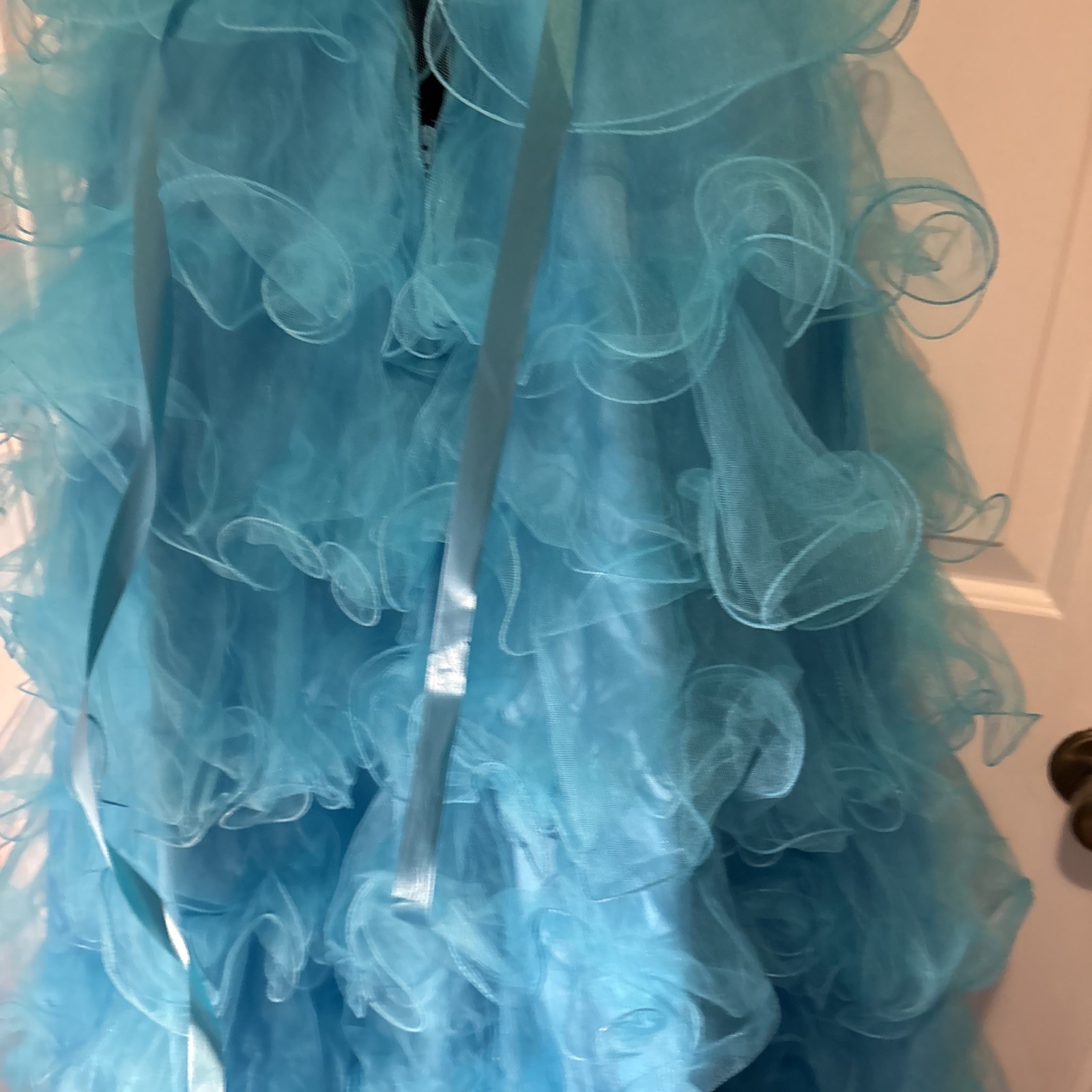 Cassandra Stone For Mac Dougal Size 10 WOW! Peacock Blue Ruffles Ruffles High&Lo