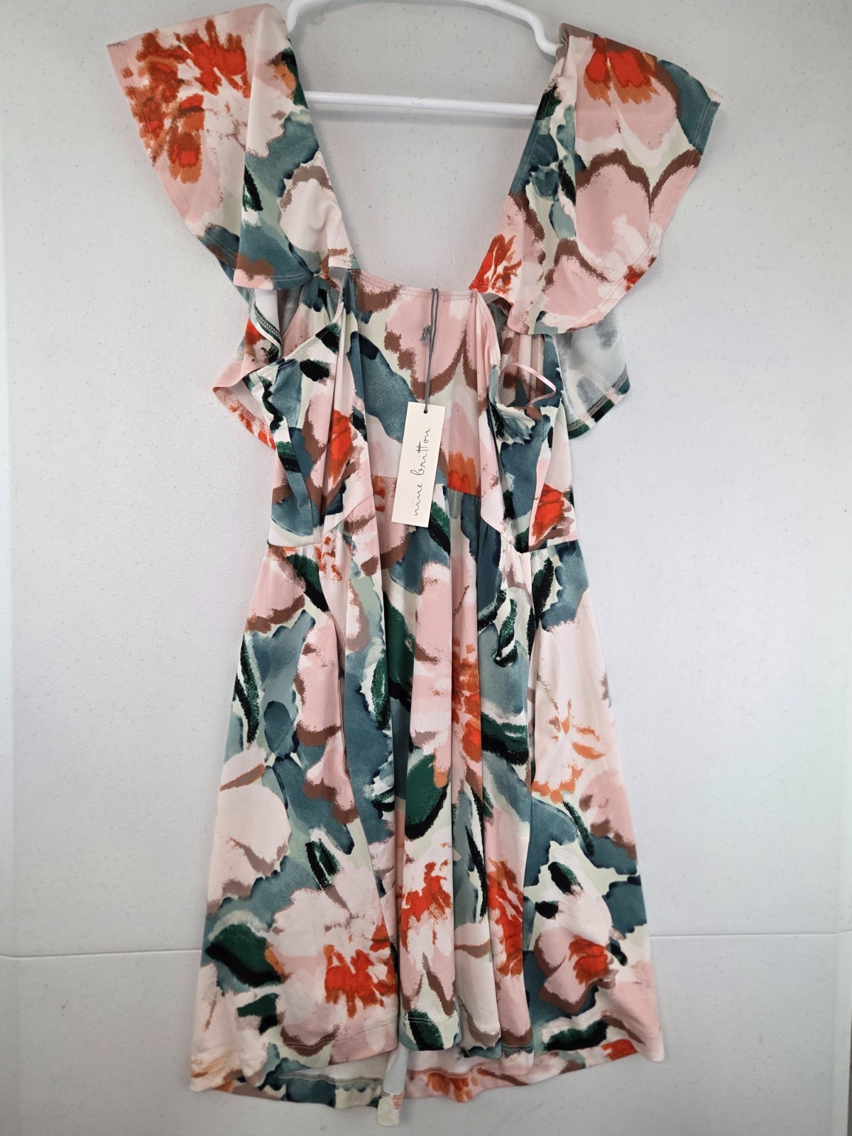 Stitch Fix Nine Britton Petites MP Blush Floral Avril Short Sleeve Dress NWT