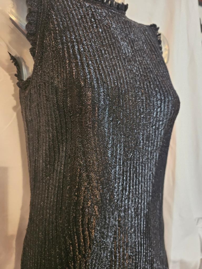 Alexander McQueen NWT Black Shiny Floated Knit Ruffle Dress XL – $2300 S/S 2019