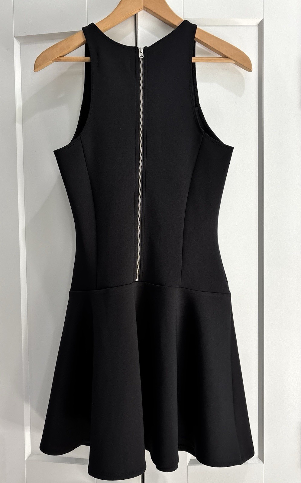 Abercrombie & Fitch Black Scuba Fit & Flare Zip-Back Stretch Dress, Size M