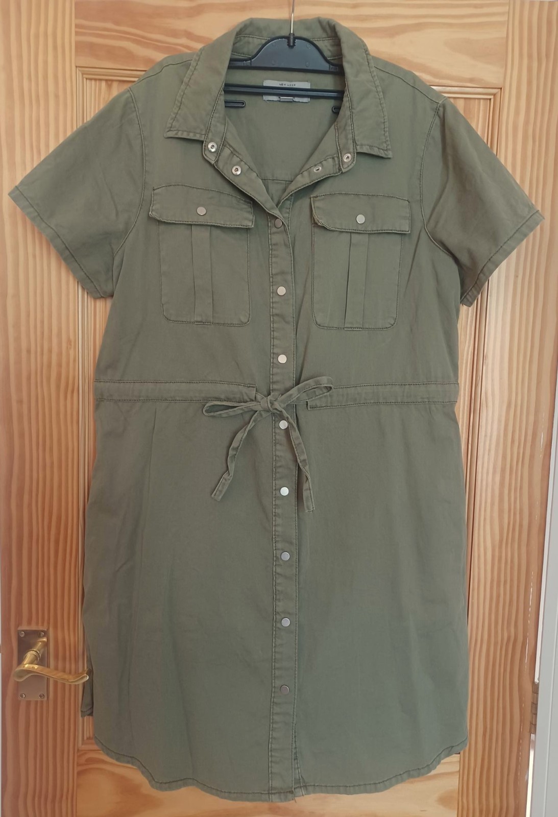 New Look Denim Green Collared Short Sleeve Shirt Dress – UK16