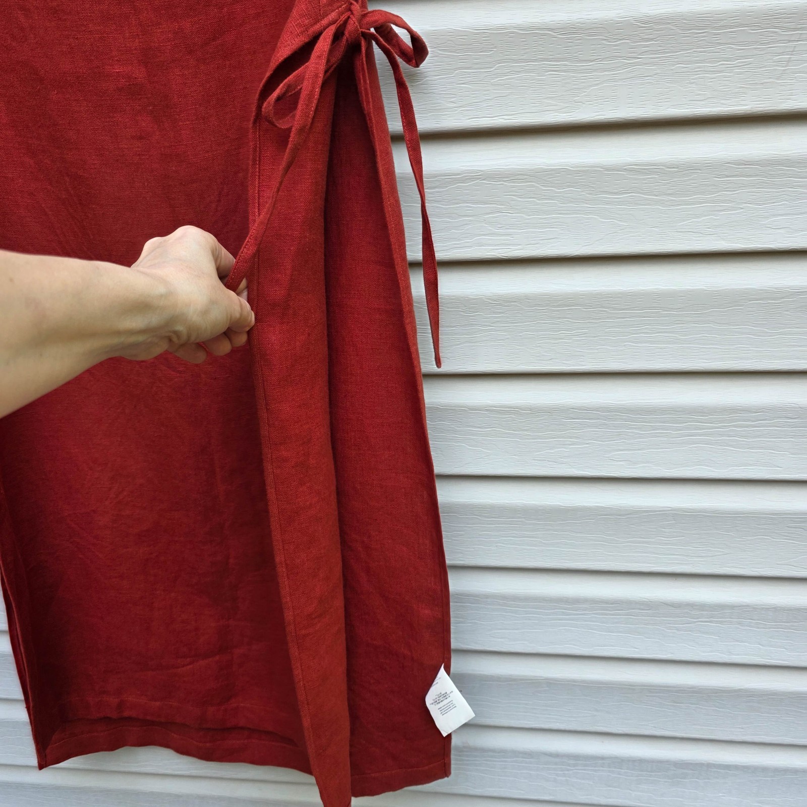 Simon Miller Linen Lagenlook Tunic Dress Rust Red Open Side Layer USA Sz 1 Lagom