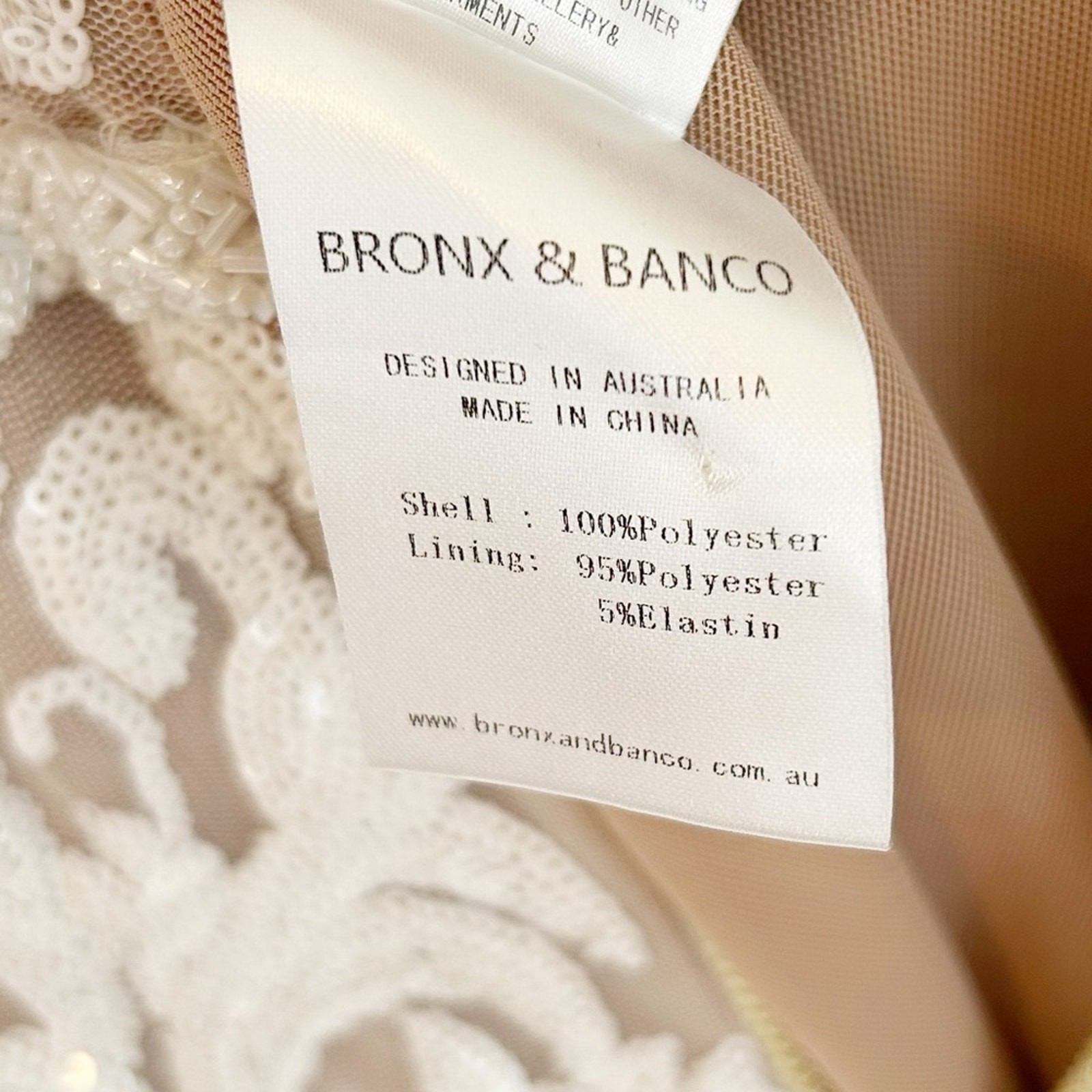 BRONX & BANCO Ester Sequin & Bead Embellished Plunge Neck Gown Size Small