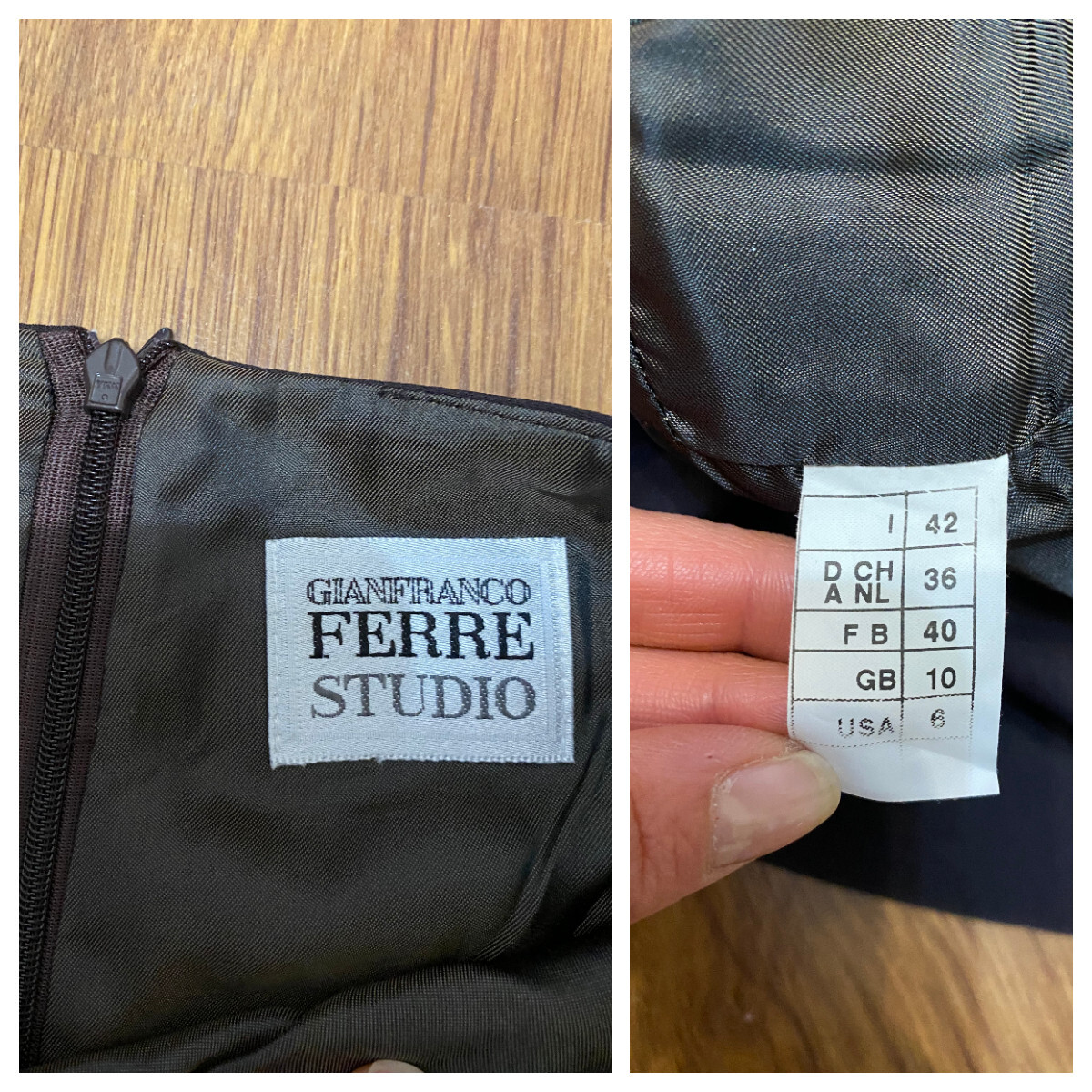 GIANFRANCO FERRE STUDIO DARK BROWN CREPE PENCIL SLEEVELESS DRESS-IT 42,UK 10