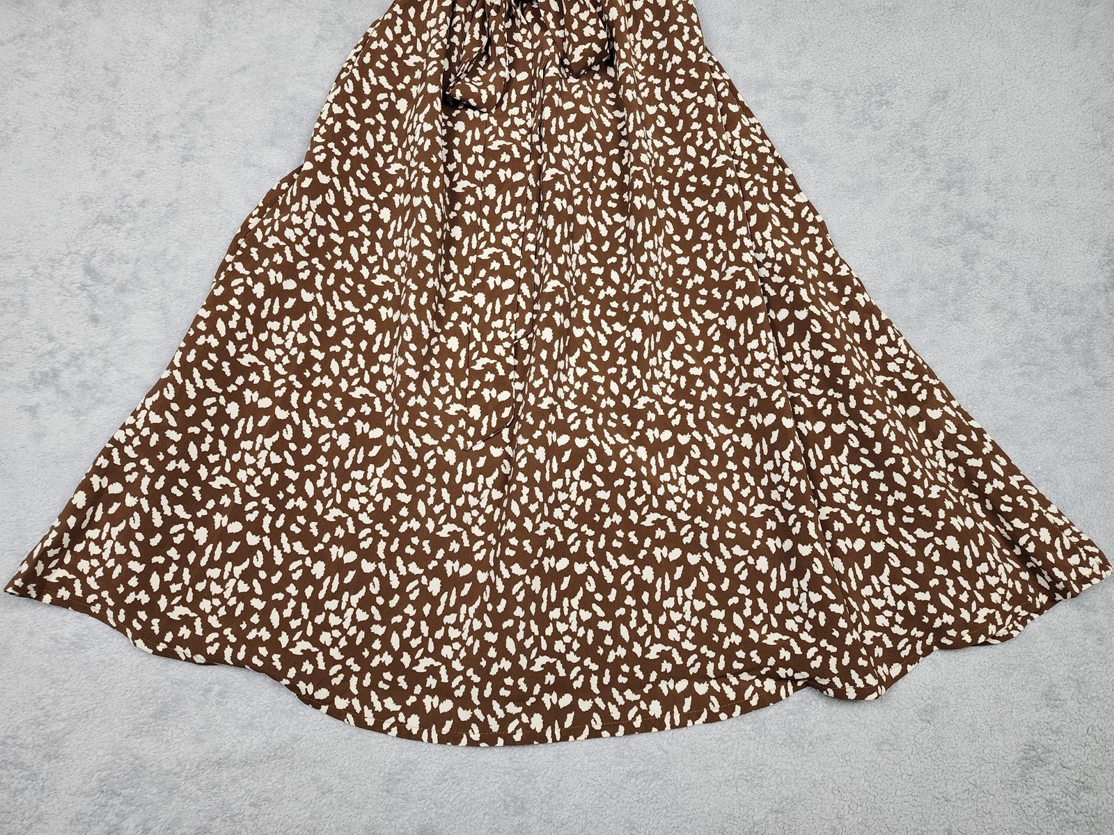 Zattcas Dress Womens Medium Brown Short Sleeve Midi Belted Animal Print Pockets