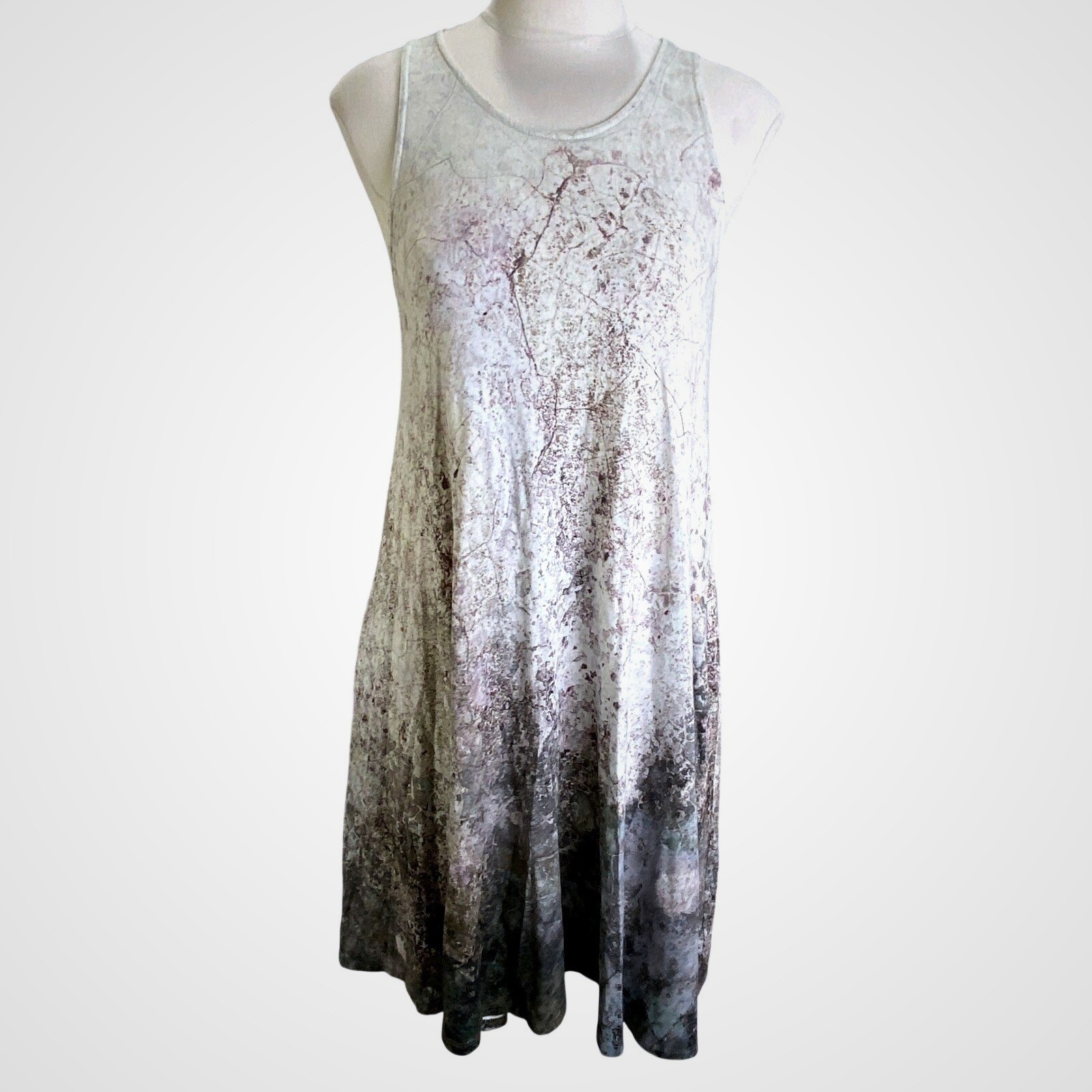 Suki + Solaine Abstract Ombre Swing Midi Dress Made in USA Artistic Minimalist L