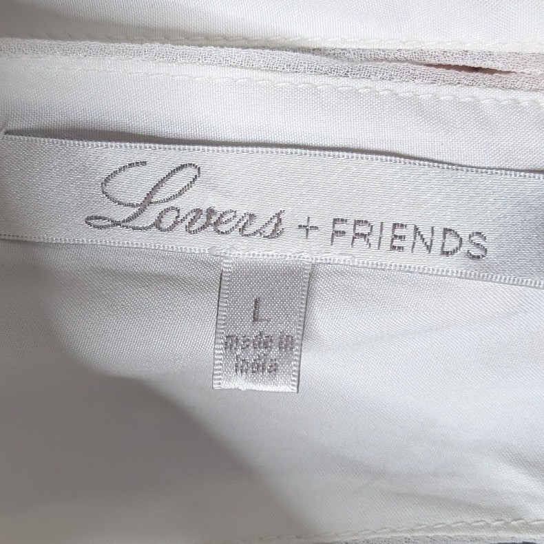 Lovers + Friends White Beaded Embellished Halter Shift Dress Size L Boho Resort