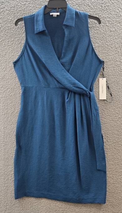 Calvin Klein Sleeveless Wrap V-Neck Sheath Dress Women’s 14 Cypress Pullover