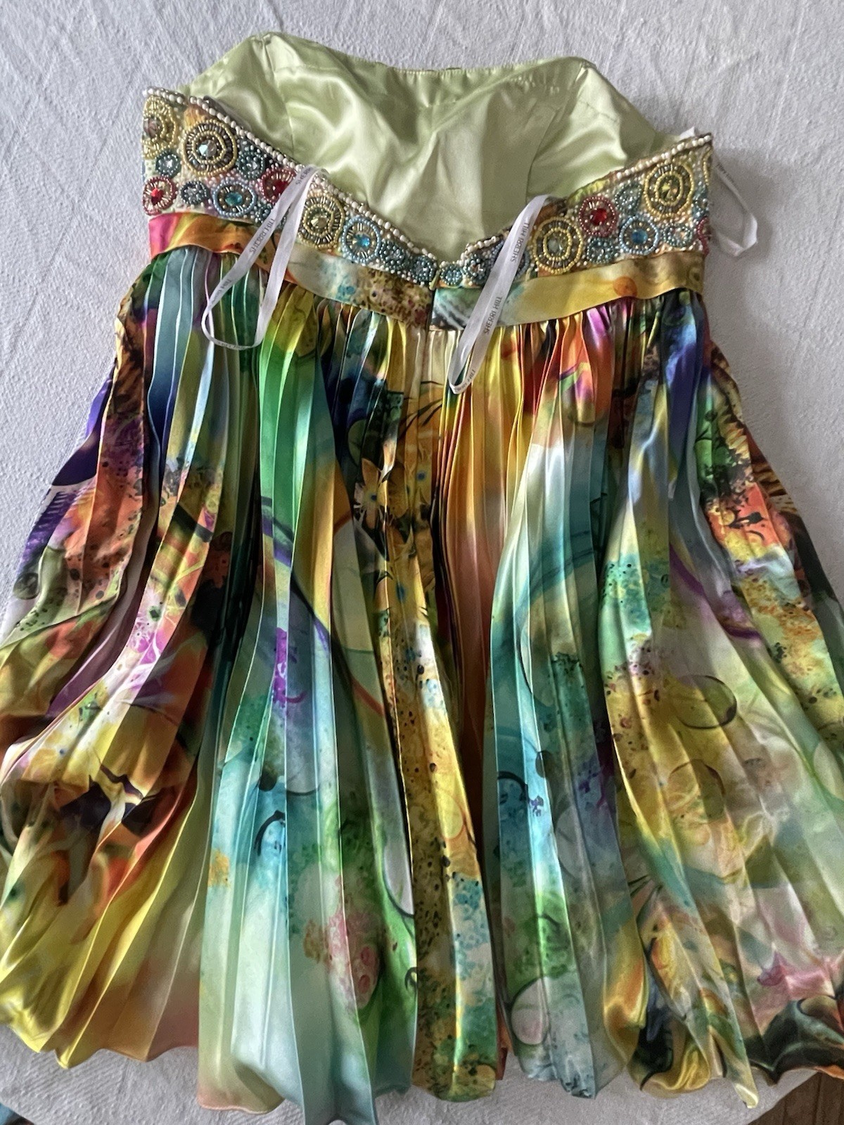 Sherri Hill Multicolor Beaded Digital Print Sleeveless Dress Size 12