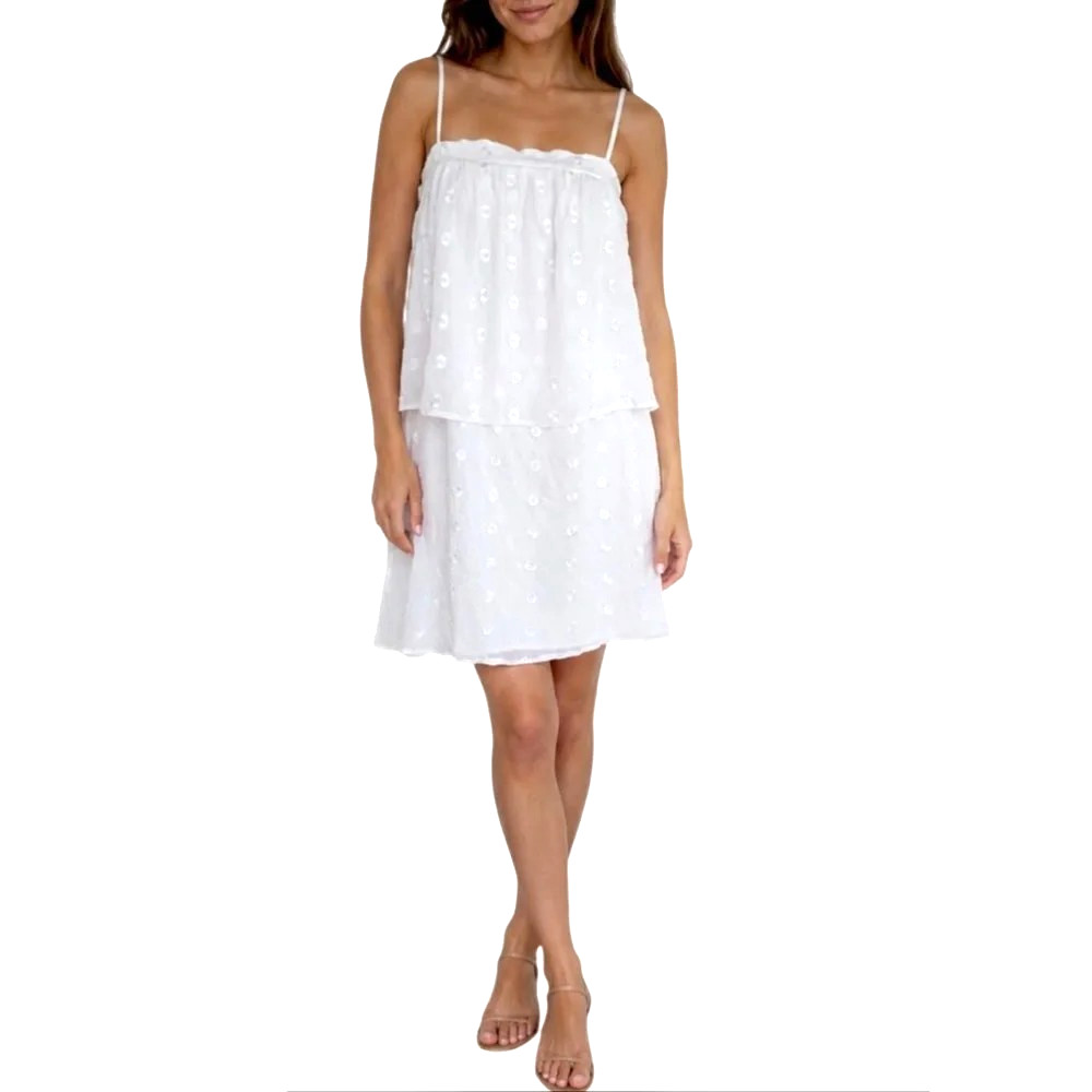 Kelly Renee Womens Dress Size Small Spaghetti Strap Chiffon Layered Cream New