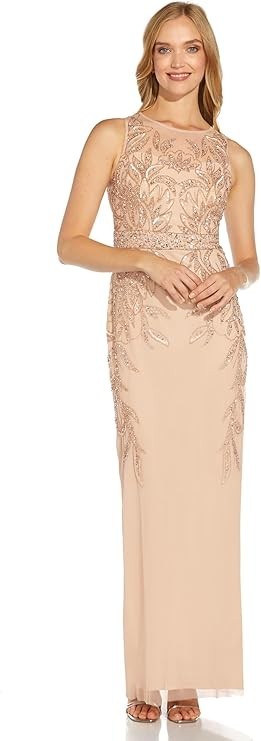 Adrianna Papell Women’s Beaded Column Long Dress New with Tags!