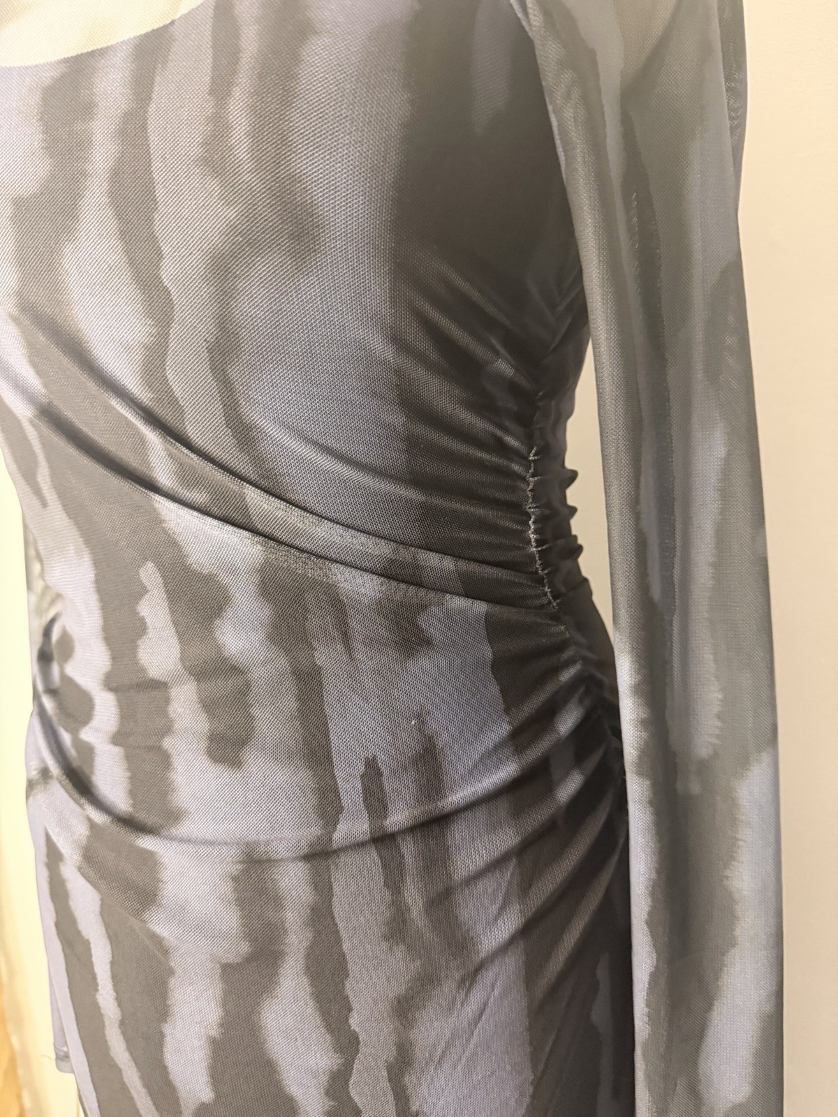 primark cares blue black abstract zebra print mesh maxi dress size s 10 12