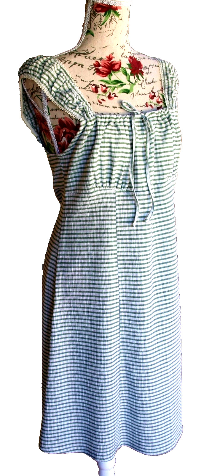 New Green Checkered Empire Waist Madden Girl Summer Dress Sz. XL 36″ Bust