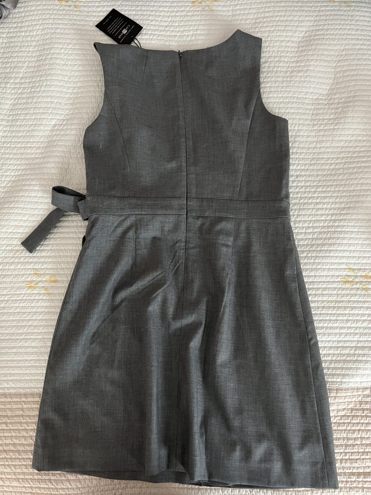 J.CREW PLEATED MINI DRESS WITH TIE DETAIL SIZE 4 GREY CS924
