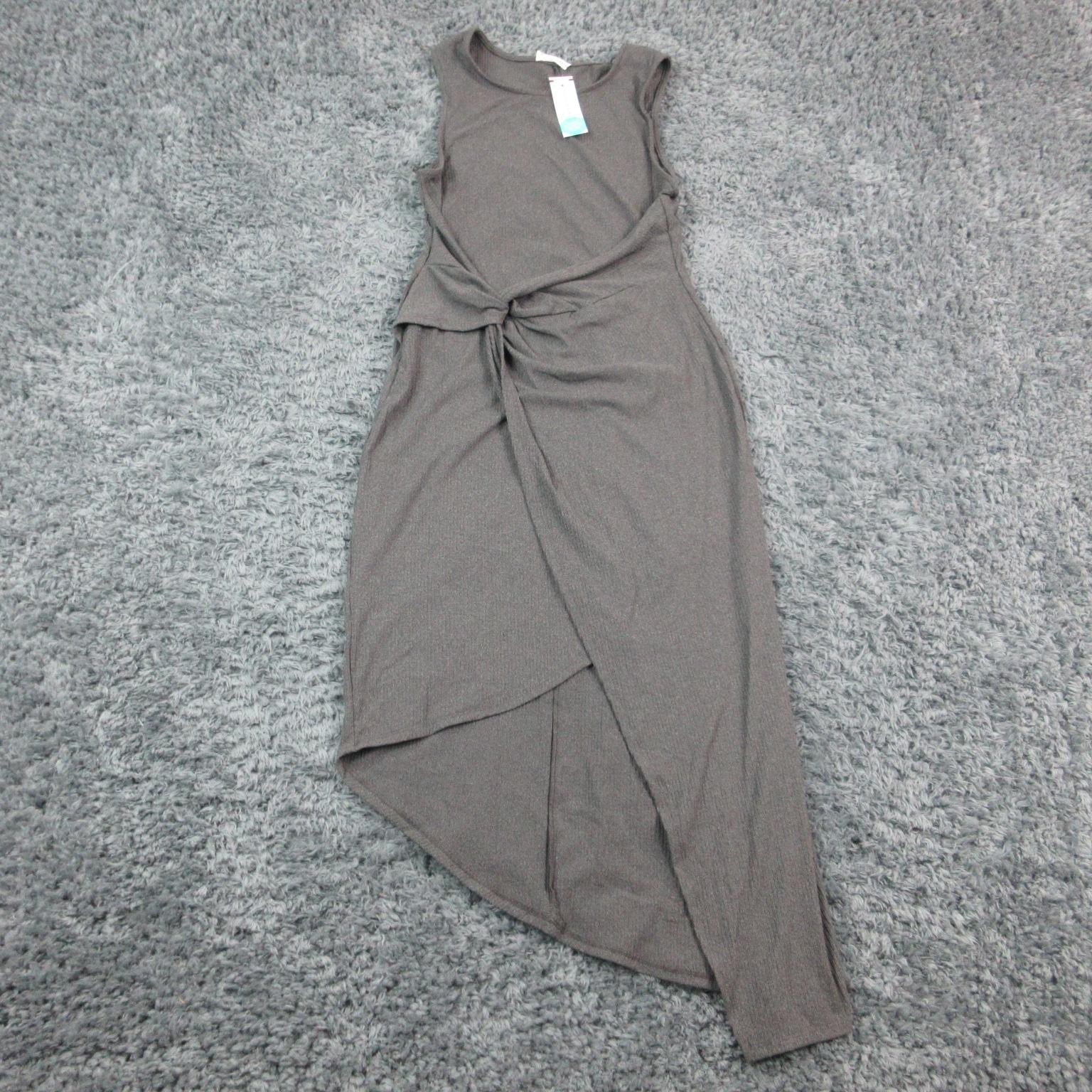 Heatherly Dress Womens Medium Gray Sonia Faux Wrap Asymmetrical Knit NWT