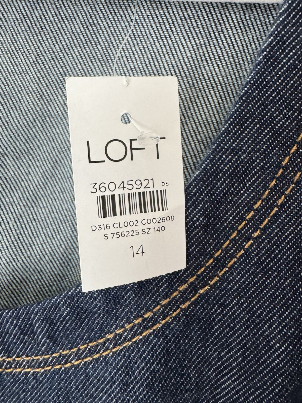 LOFT Denim Swing Mini Dress Sz 14 Puff Short Sleeves Dark Wash Fit N Flare NWT