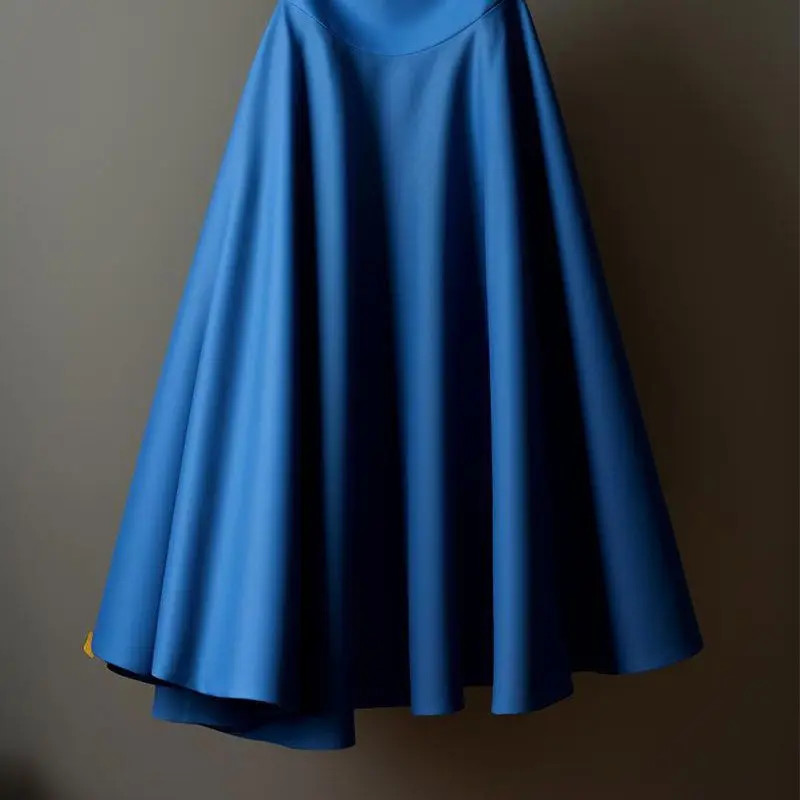 Simplicity Office Lady Spring Women’s Solid Elastic Waist Pleated Asymmetrical F