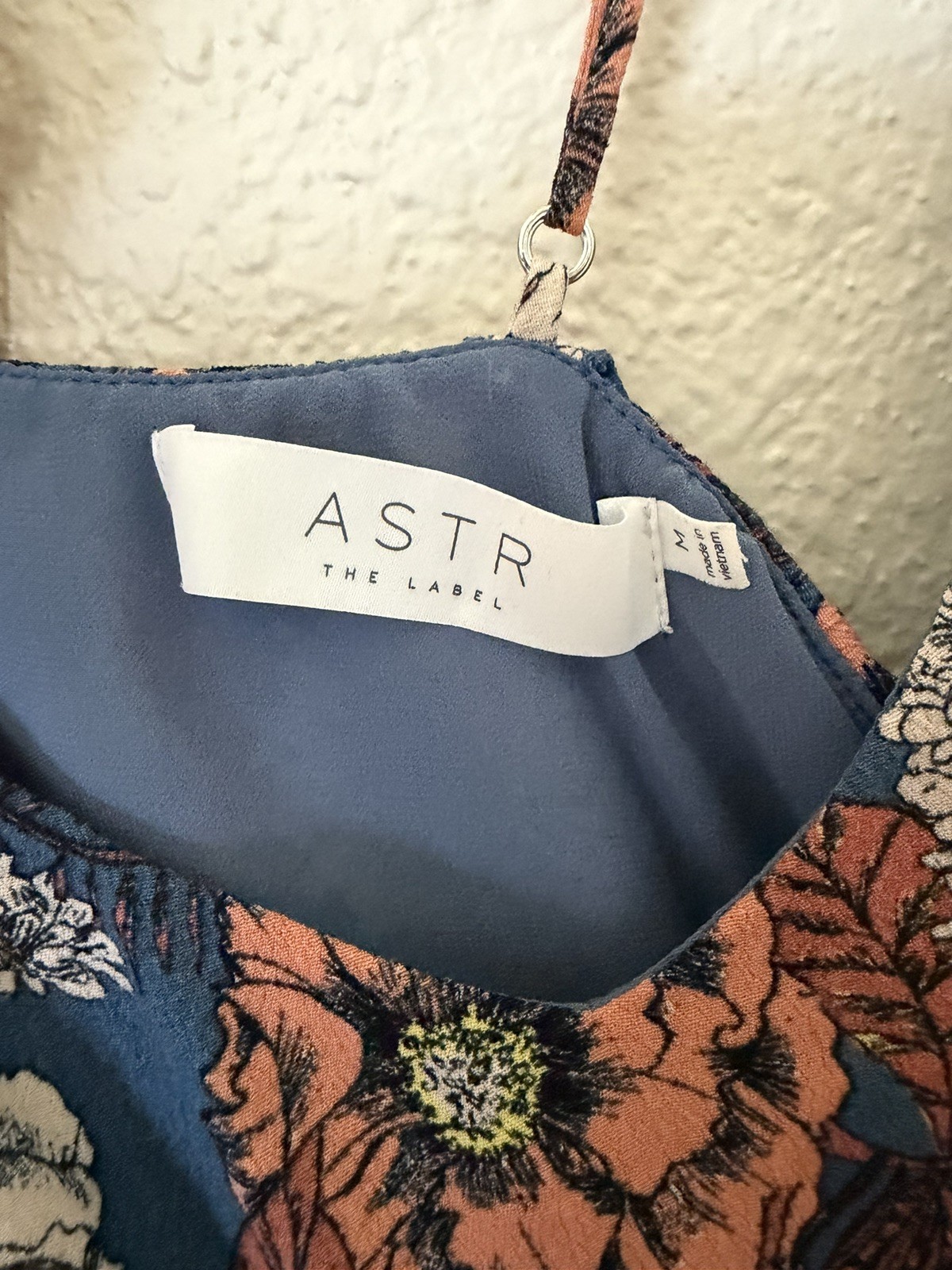 ASTR The Label Blue Orange Medium Cold Shoulder Cami Floral Sun Dress Festival