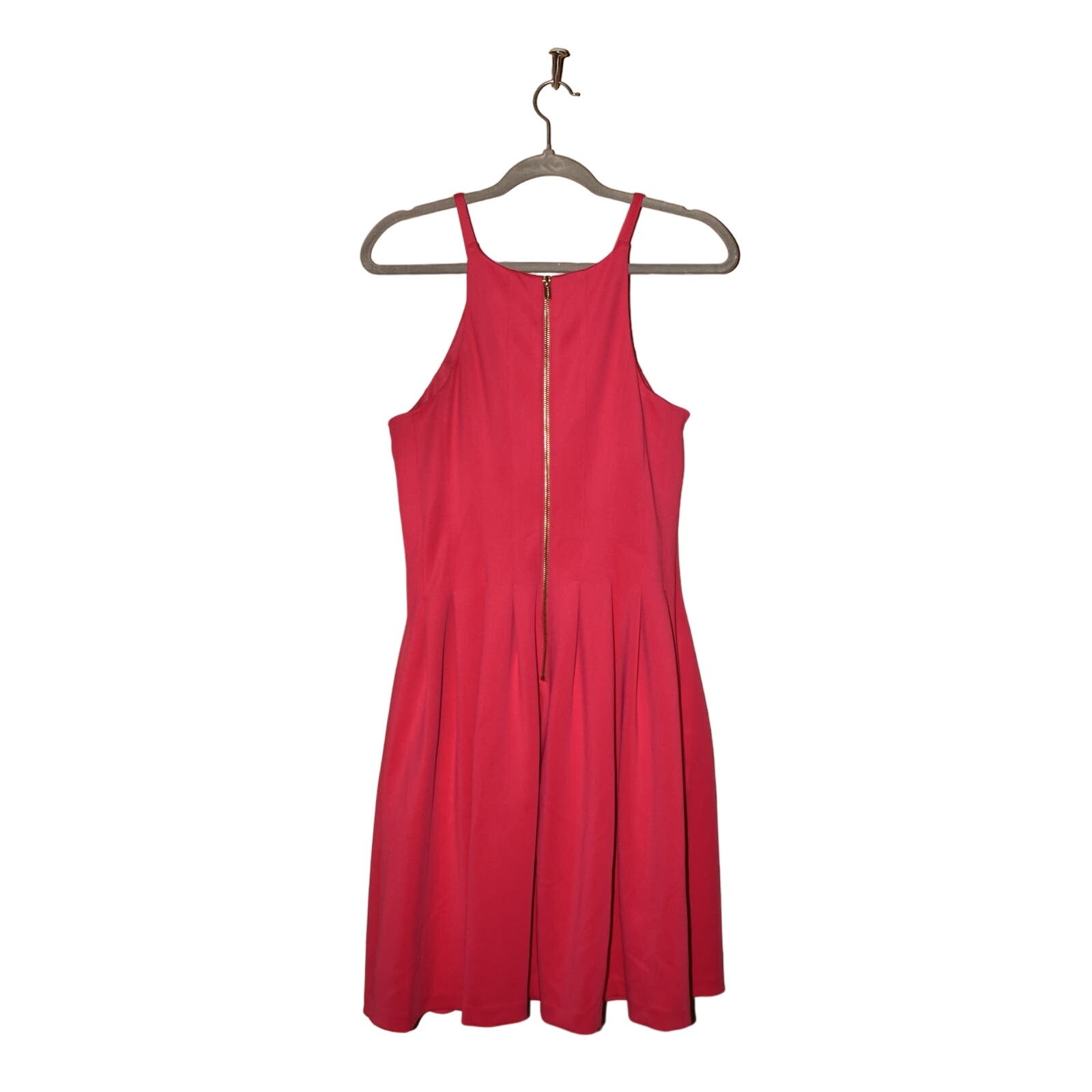 CALVIN KLEIN $128 Scuba Knit Pleated Fit & Flare Dress Sleeveless Pink size 6