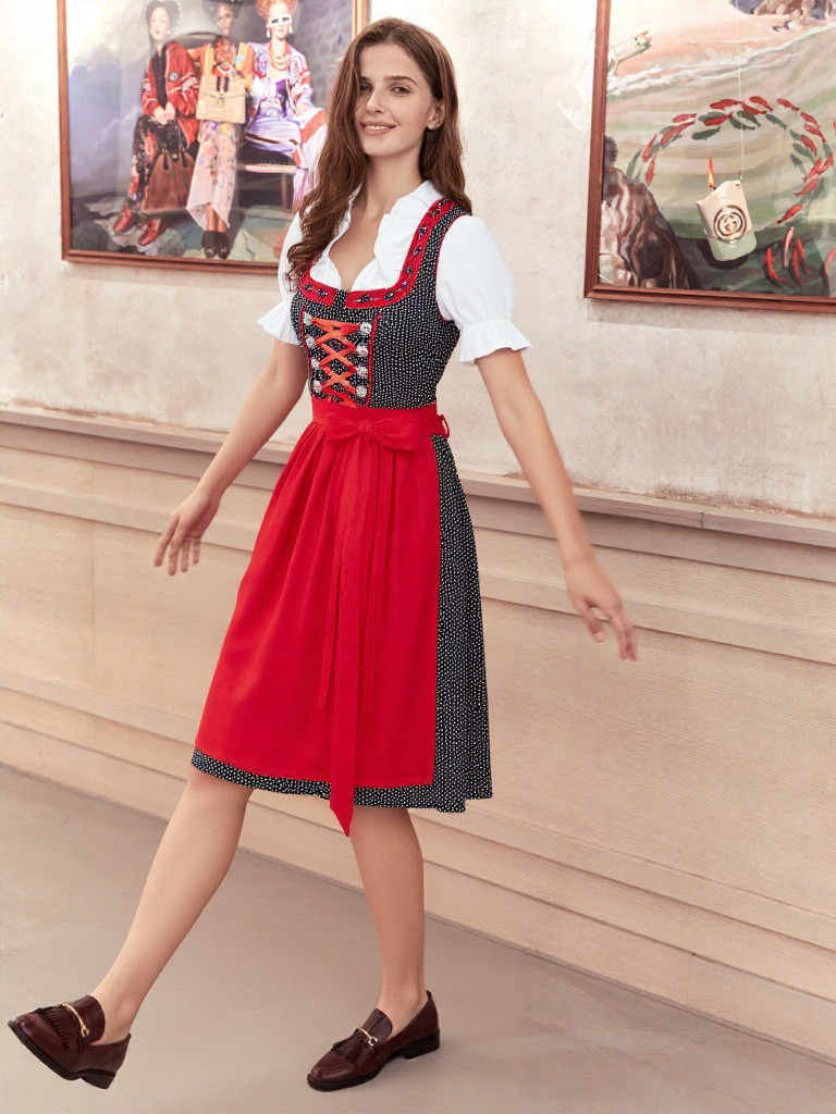 Womens Bavarian Costume Drindl Dress Premium Quality Drindl Dress Matching Apron