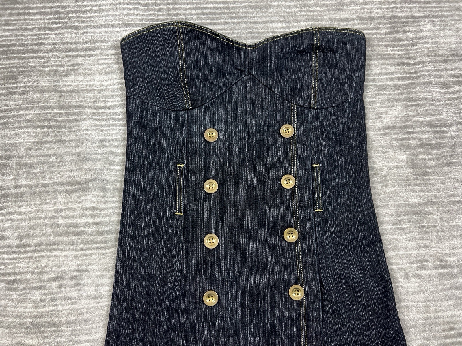 Gold Flava Dress Womens Medium Blue Denim Dark Wash Mini Cotton Blend