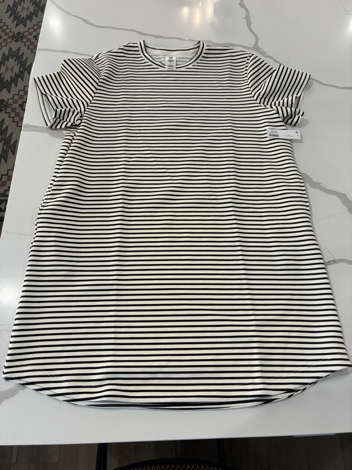 Member’s Mark Women’s Black/White Striped Crew Neck Sandwash Dress XL