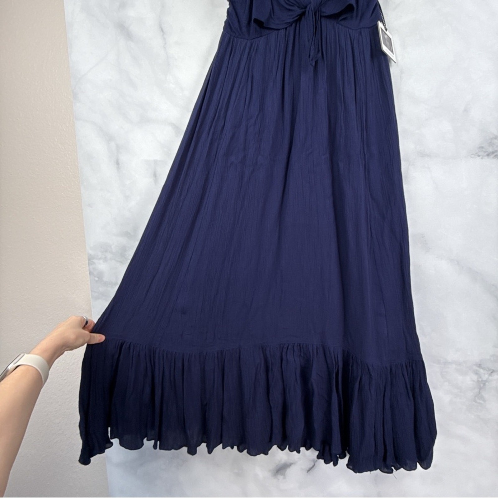 NWT Jessica Simpson Maternity Tiered Midi Maxi Dress Sleeveless Navy Blue Boho S
