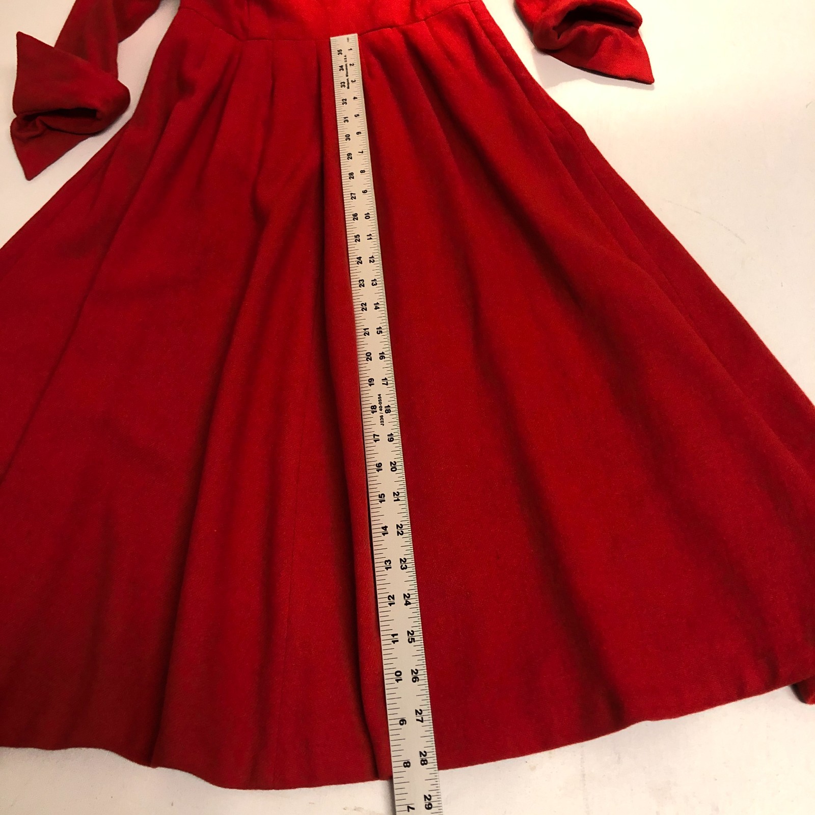 authentic 1930’s Fit & Flare Wool Dress Sz S Covered Buttons 3/4 Sleeve