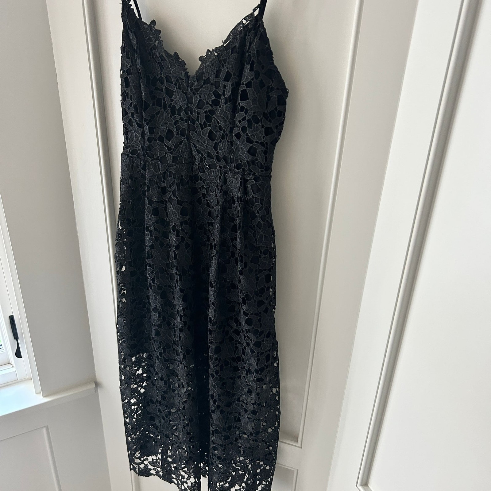 ASTR The Label Black Lace A-Line Midi Dress