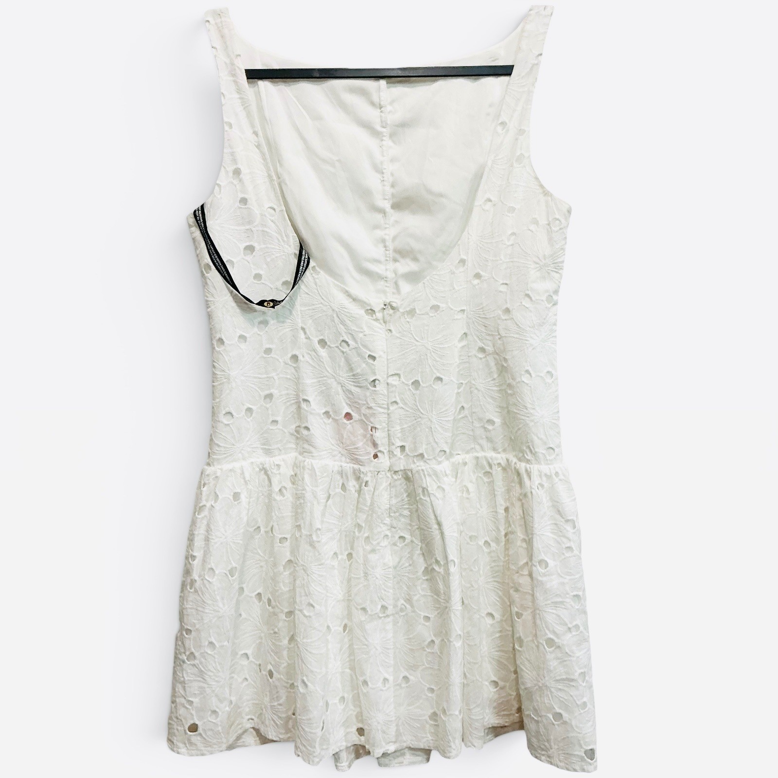 NWT EXTRO&VERT Aurora White Eyelet Embroidered Drop Waist Mini Dress M