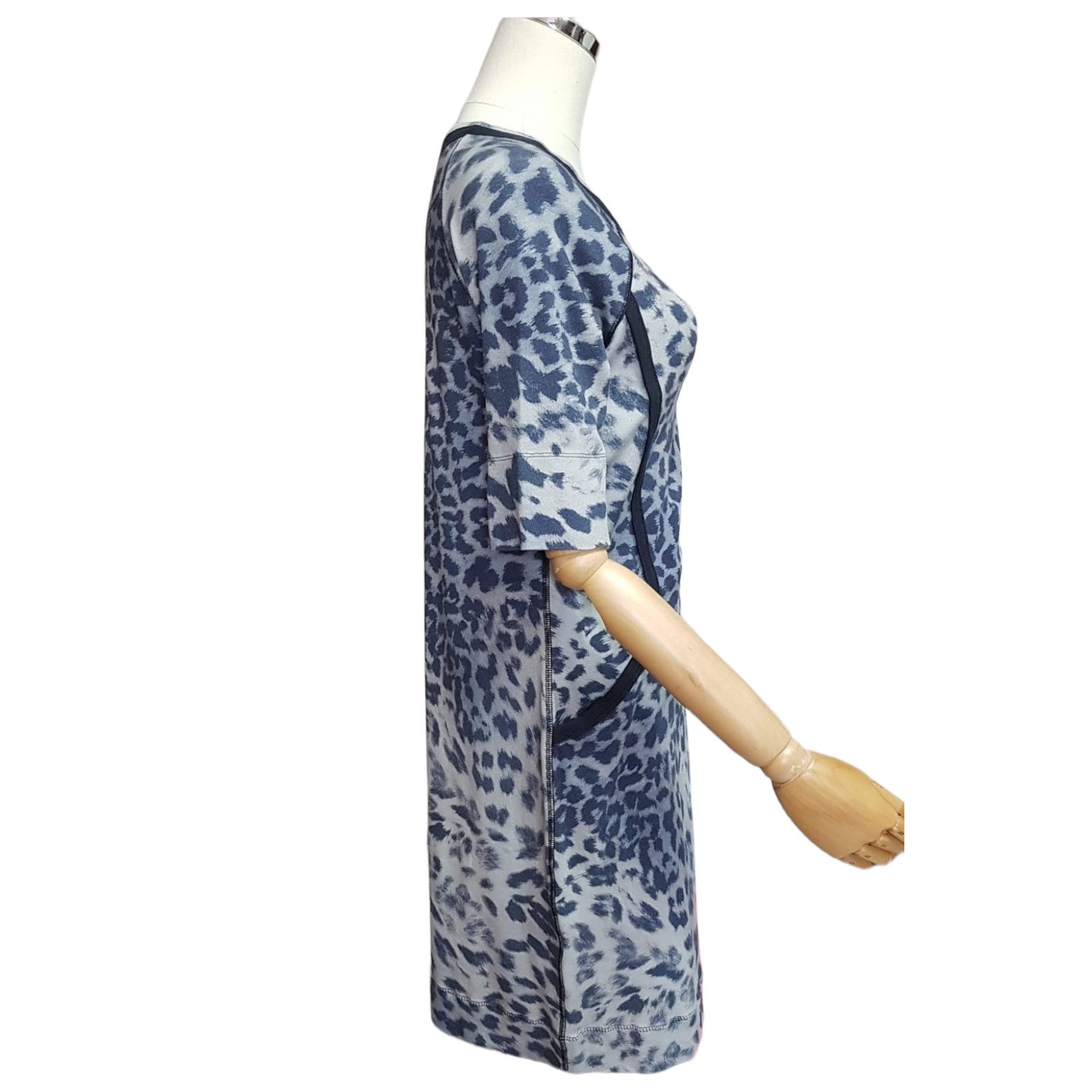 MARC CAIN Sports Leopard Animal Print Elegant Casual Cotton Stretch Dress Sz 6