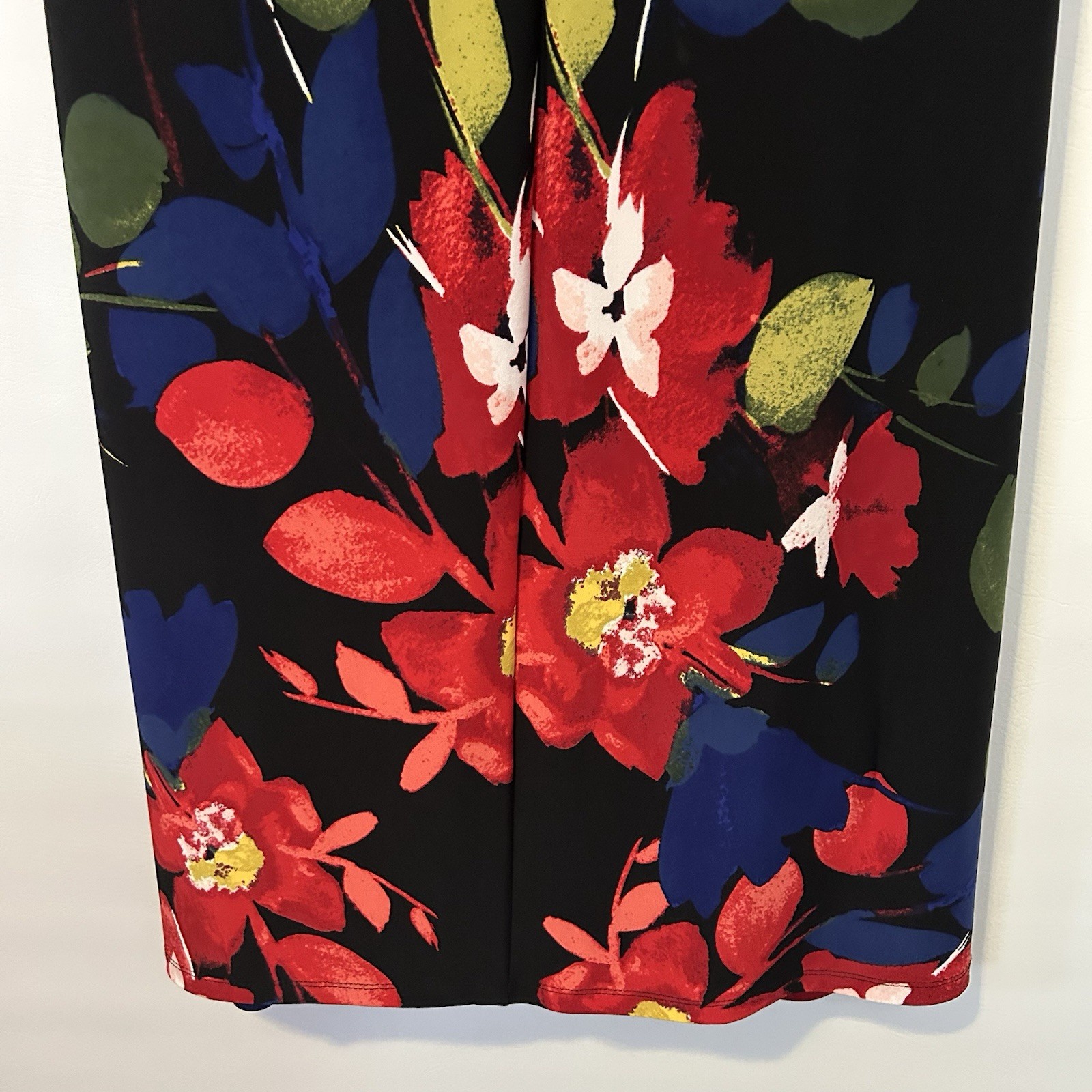 LAUREN Ralph Lauren Black Red Green Floral Cap Sleeve Sheath Dress 14P Classic