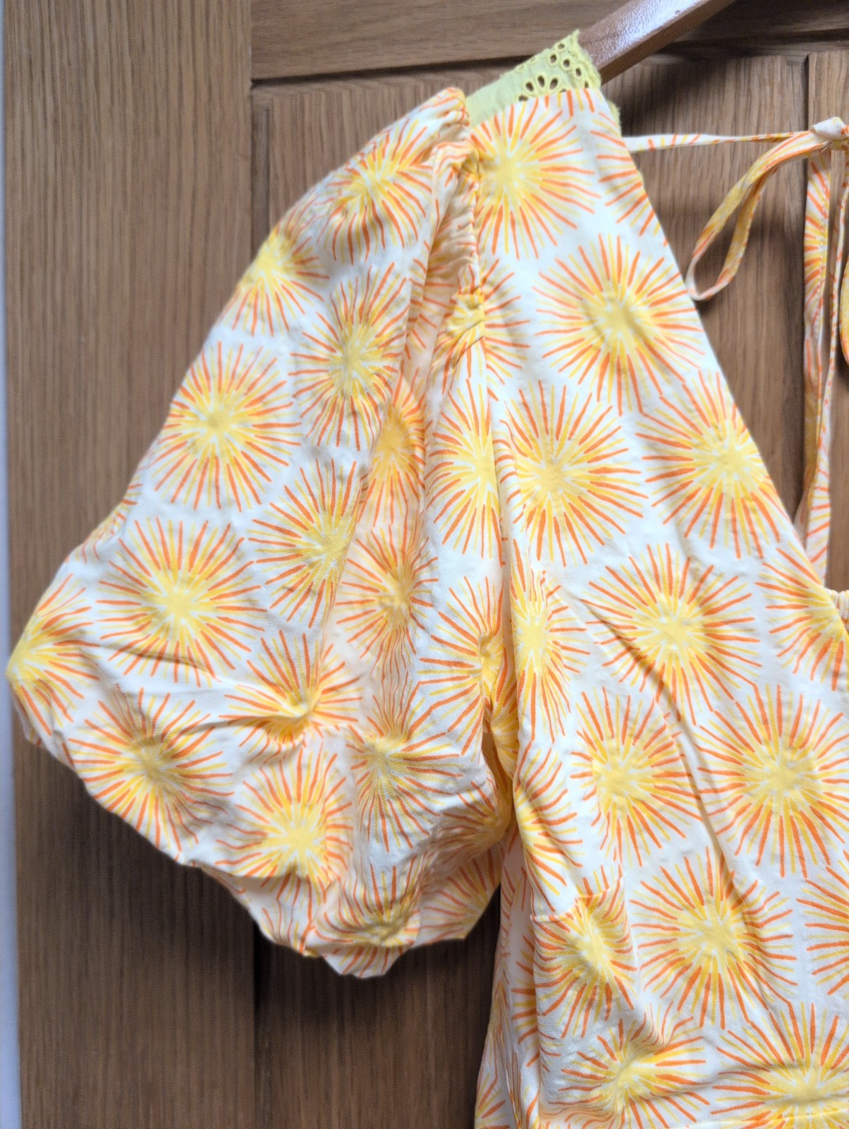 NWT Oliver Bonas Yellow Orange Pattern Button Sundress Size 6