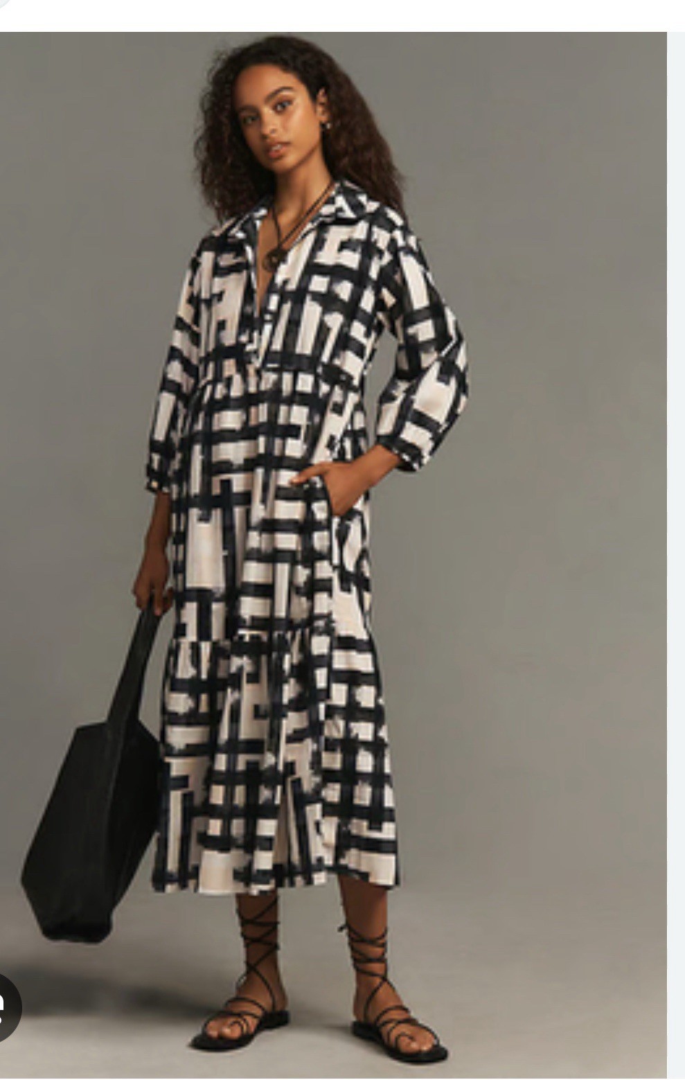 New!Anthropologie Leave The Bettina Tiered Shirt MaxiDress S Black White