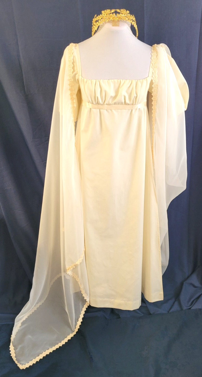 Dress Regency Empire XS-Small 2 pc + Crown Reproduction Cream USA Reenactment