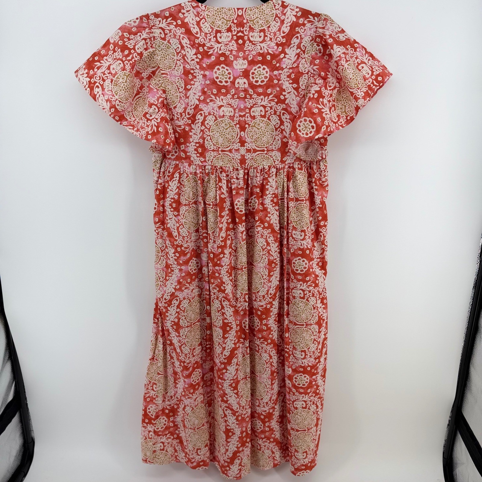 NWT Maeve Anthropologie Printed Flutter Sleeve Babydoll Maxi Dress XXS Cotton