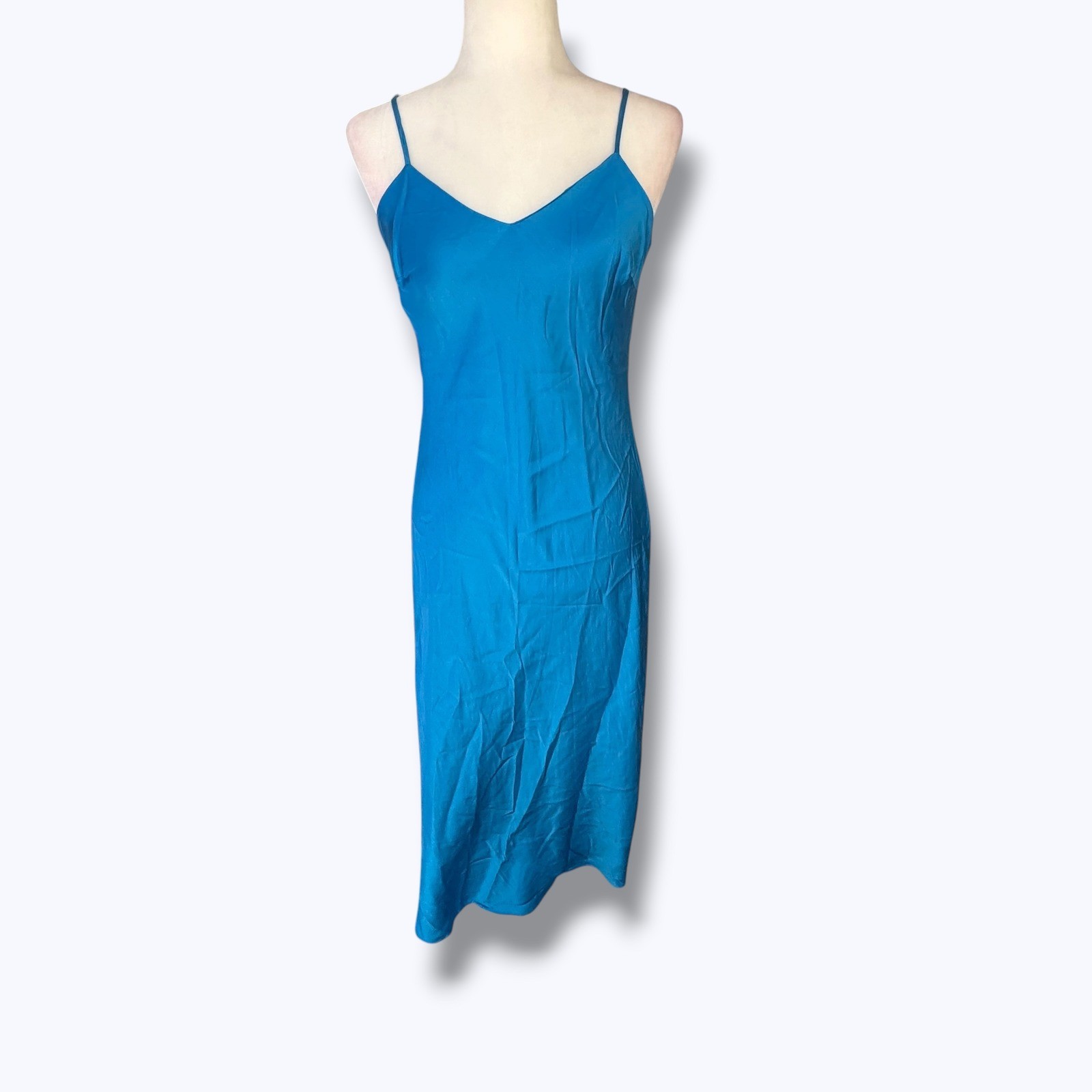 Rogue Studio 90s Silk Slip Dress Blue Quiet Luxury Minimalist Chic Modern Medium