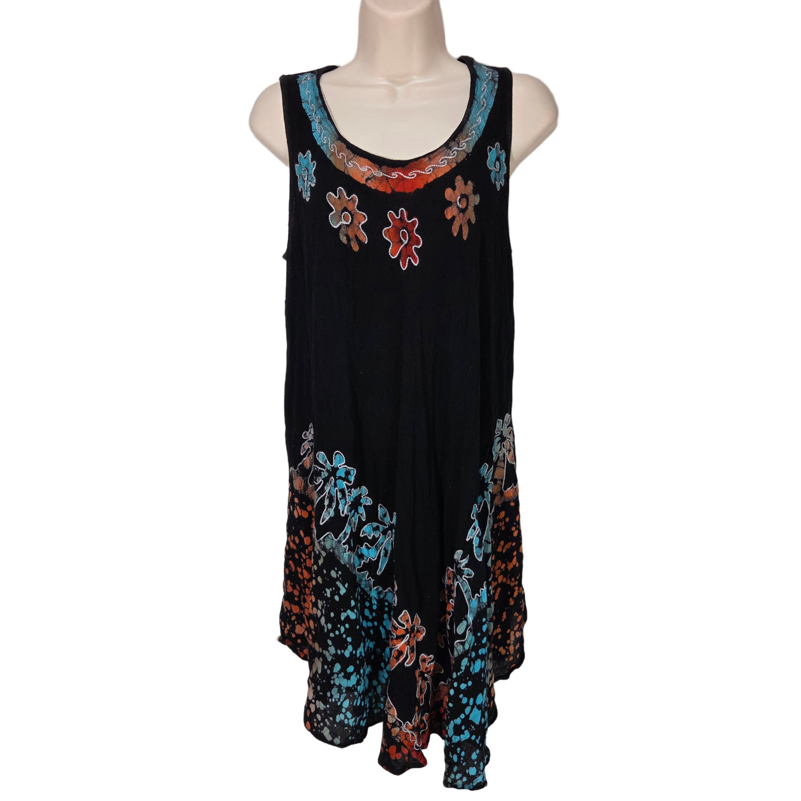 Vtg 90s Y2K Embroidered Dress O/S Fairy Grunge Hippie Boho Beachy Whimsical