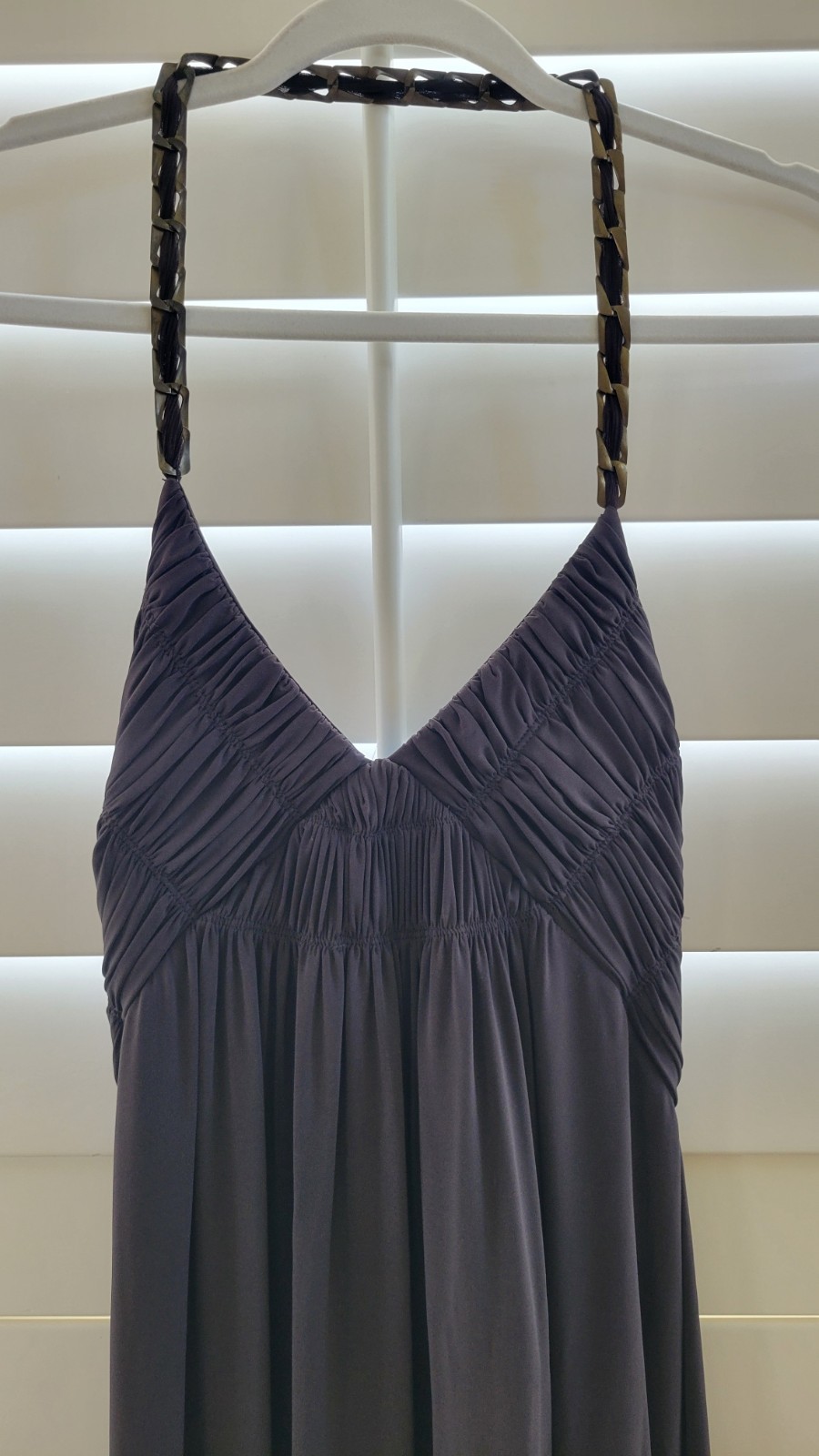 BCBGMAXAZRIA Floor length dark grey/brown evening dress, size small, EUC