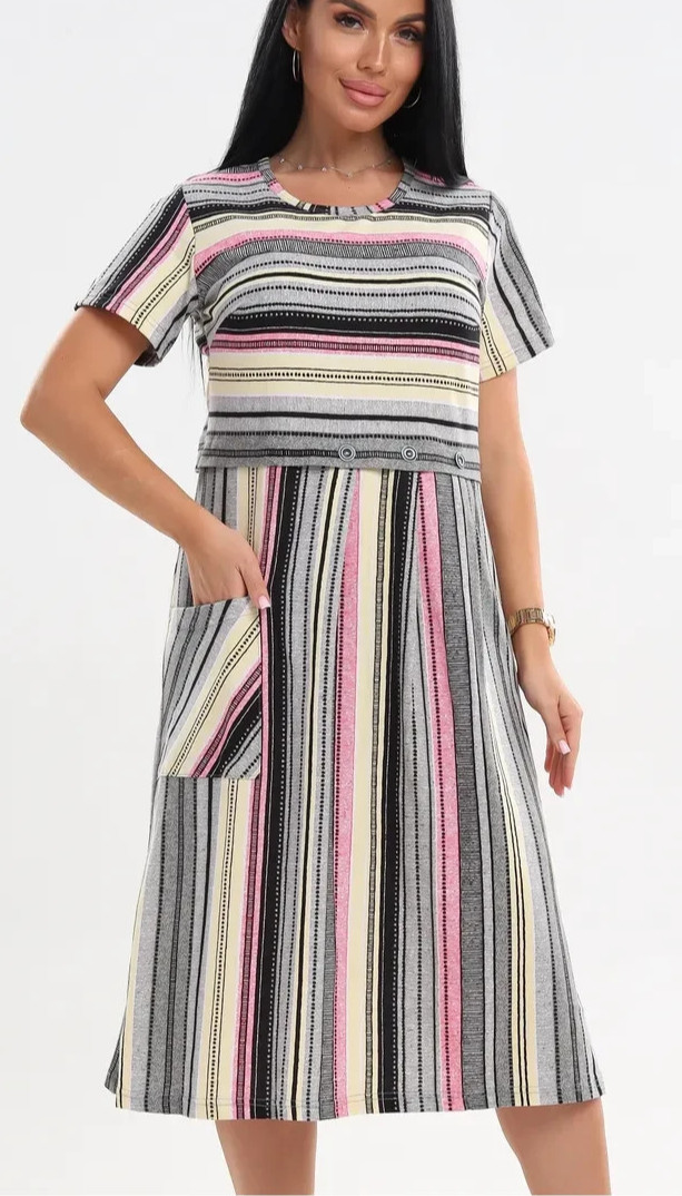 Womens 2XL Gray Cotton Knit Short Sleeve Casual House Dress Print Lounge Dress