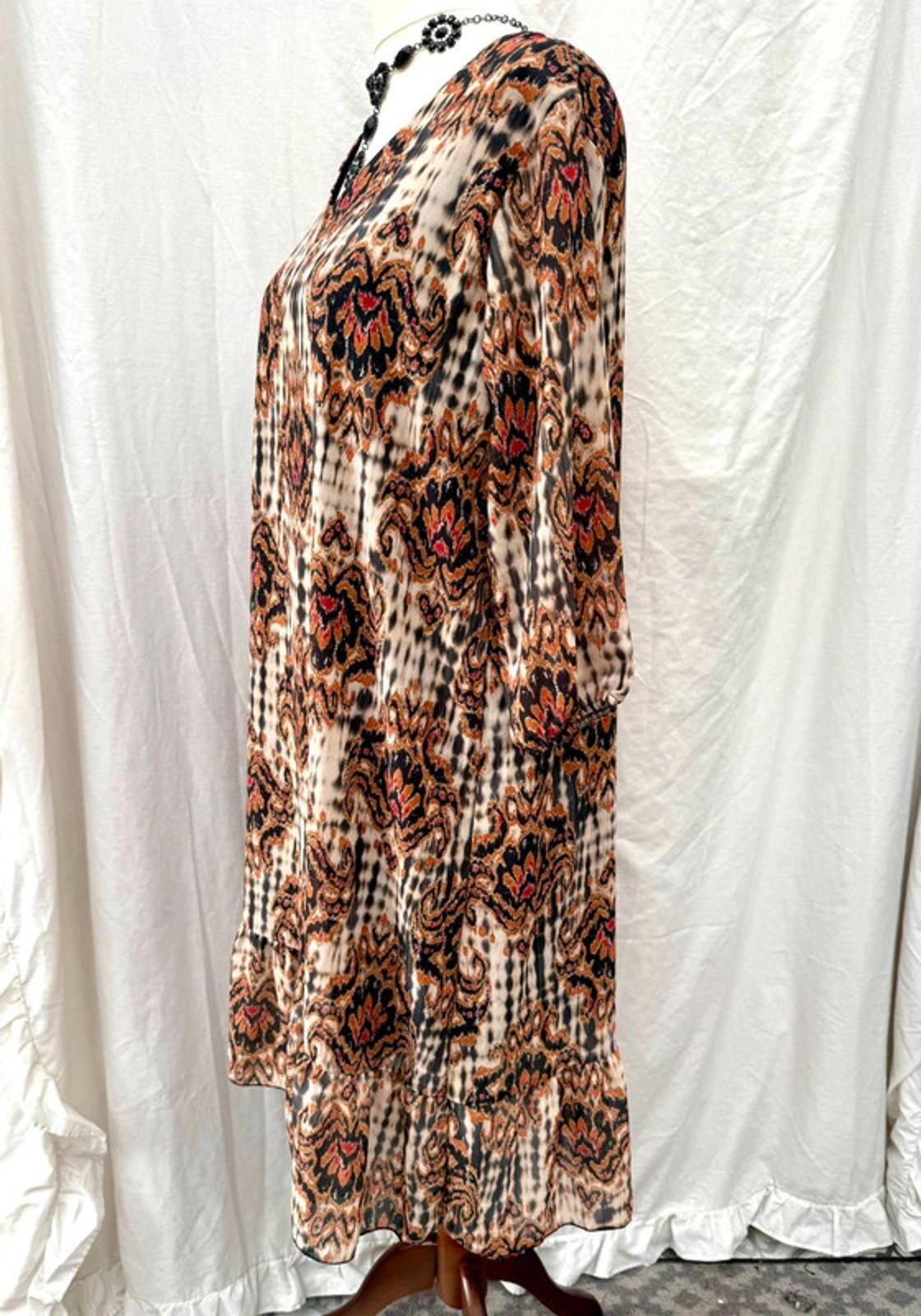 Sunday Boho Print Floaty Ruffle Hem Midi Dress | Size M