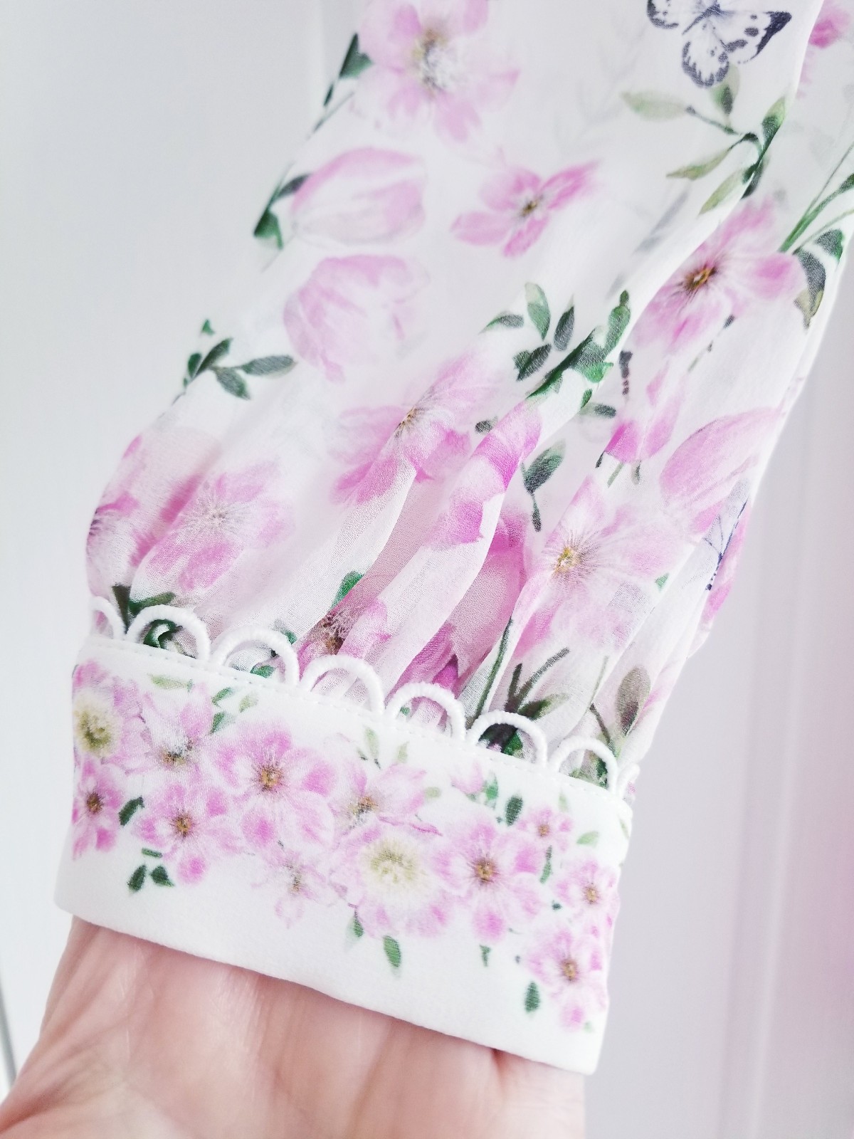 Hobbs Skye Floral Print Pure Silk Midi Dress Ivory Pink Size UK 10 Petite (8-10)