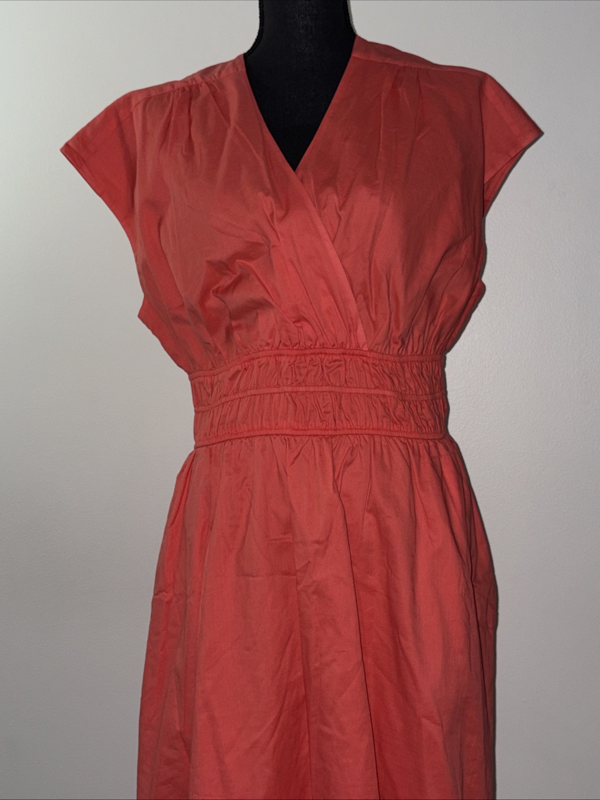 NWT Women’s XL Linen Blend Smocked Waist Mini Dress Coral MSRP $120