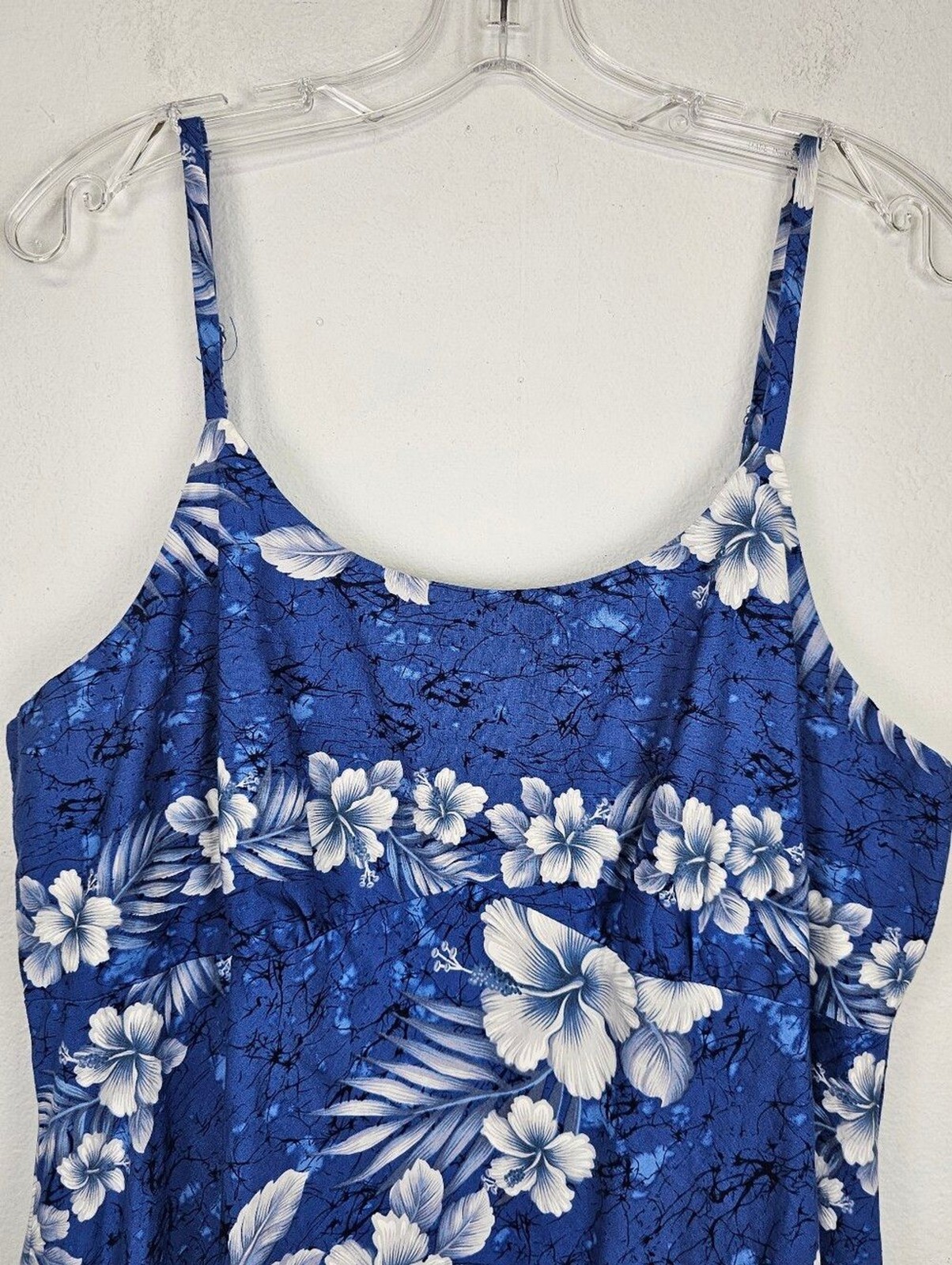 Milson By Ky’s Hawaii Tropical Blue White Floral Sundress Sz XL Resort Beach
