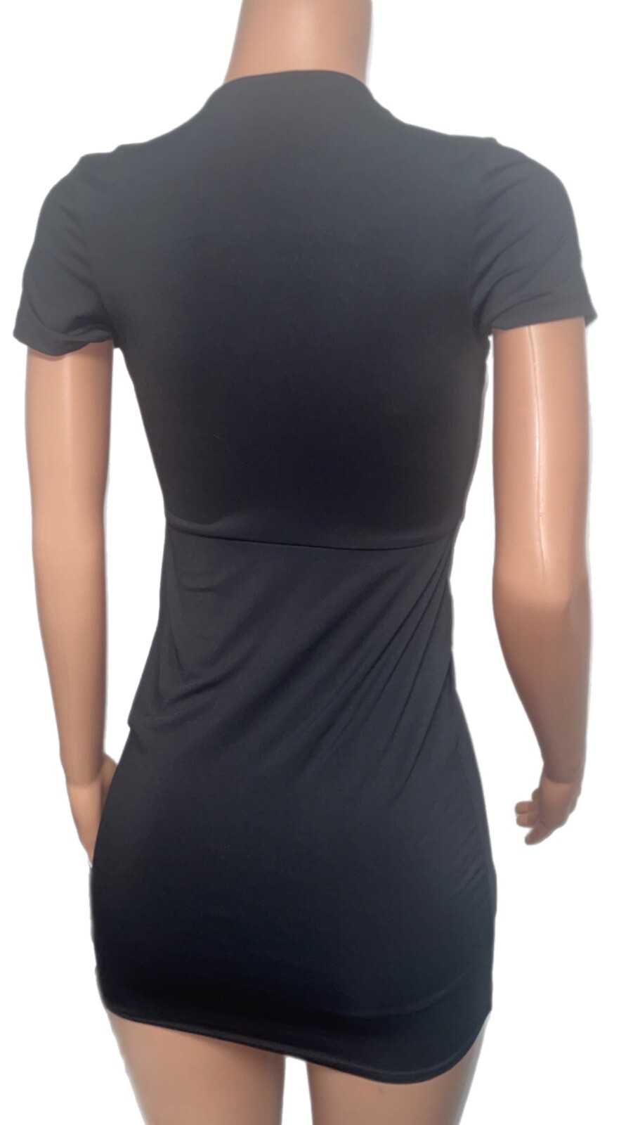 Fiestar black faux wrap fitted mini dress cleavage dress party gothic club new S