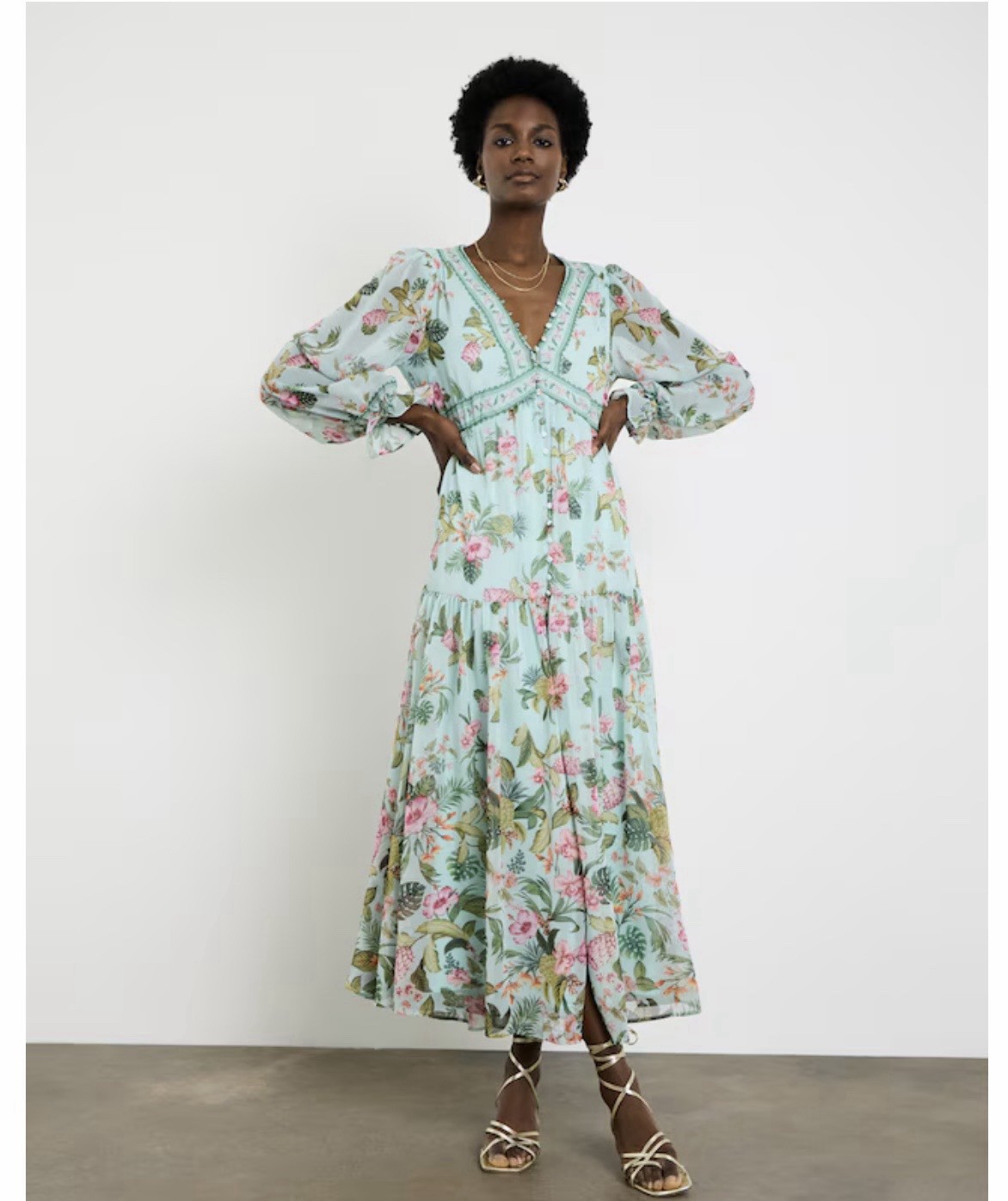 Plus Size Joanna Hope Mint Green Floral Maxi Dress UK28 Boho V Neck Lined Summer