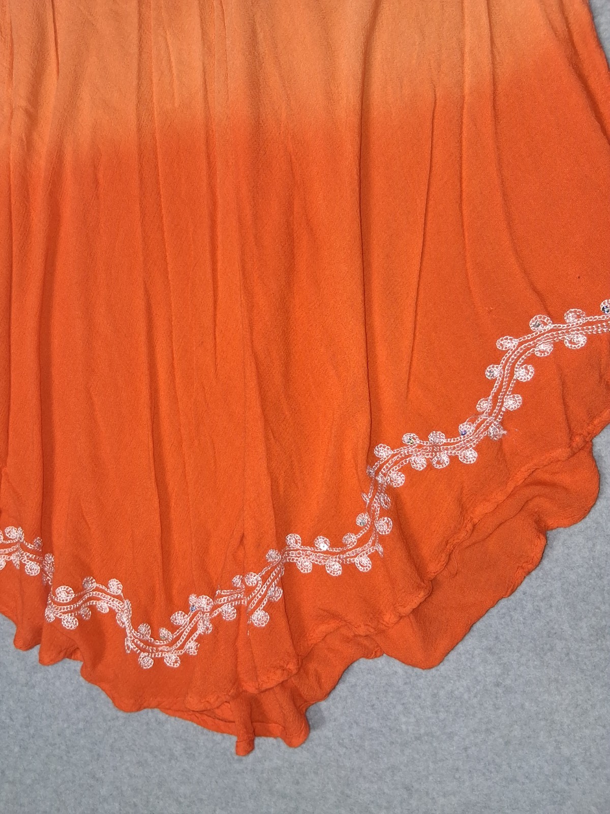 Whispers Embroirdered Ombre Tunic Cover Up Dress Free Size Gradient Orange Boho