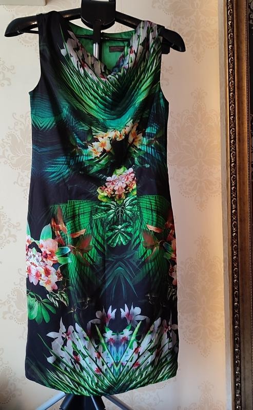 Vibrant Green Palm Leaf Sheath Dress Size S