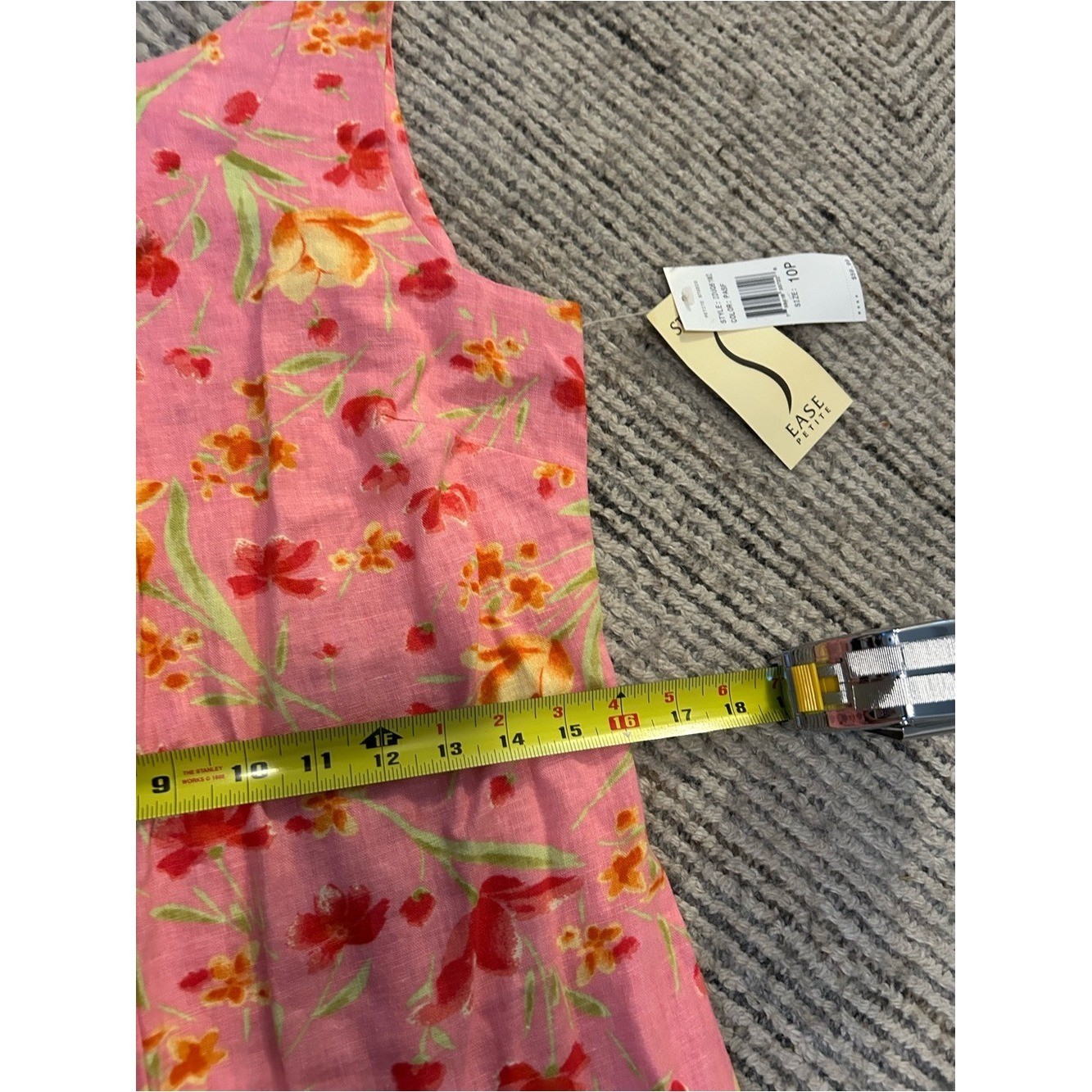 Studio Ease Pink Floral Sleeveless Summer Dress Linen Cottagecore 10P Petite